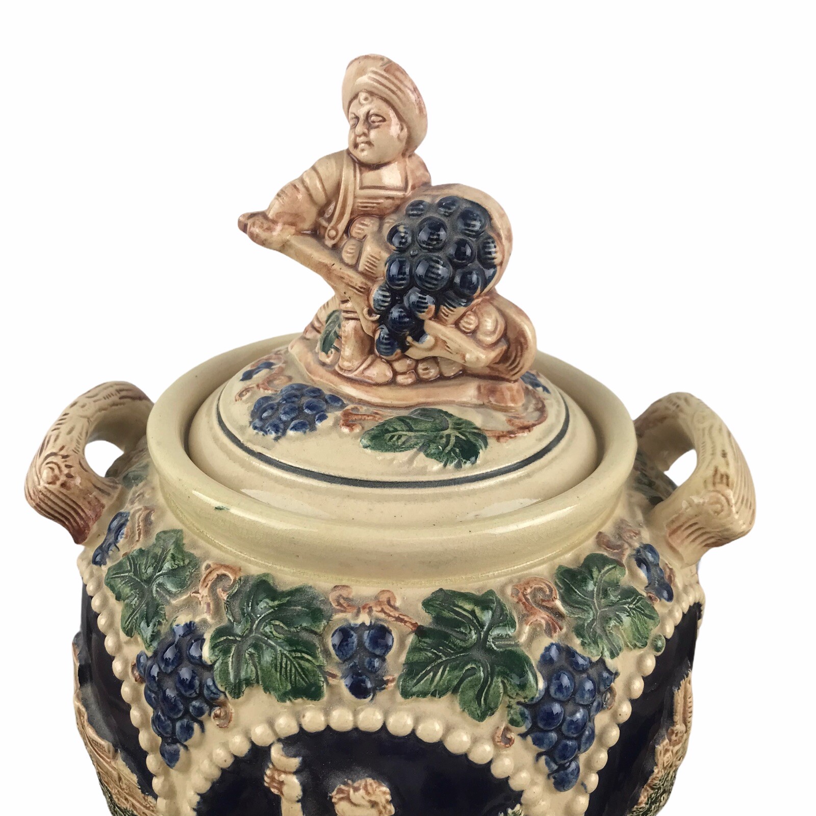 Vintage German Punch Cider Bowl Set 8 Cups Mugs Steins Castles Stoneware