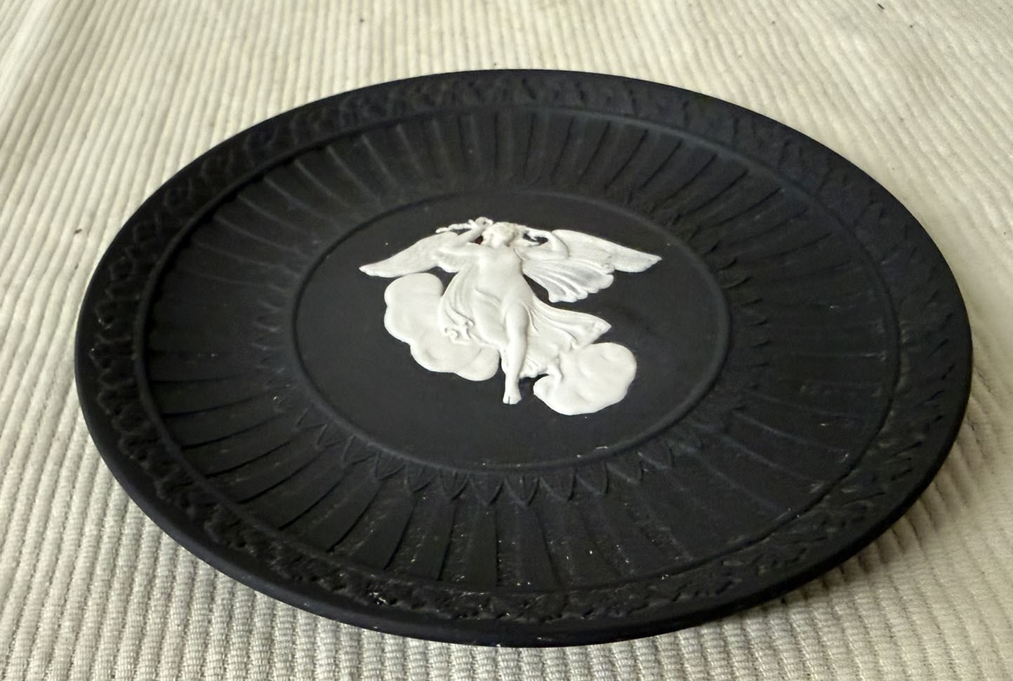 Vintage Wedgwood Black Basalt Jasperware “Athens Angel” Collector Plate