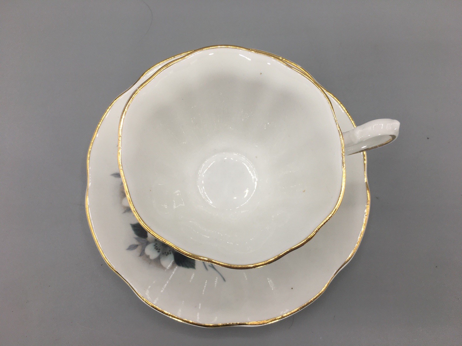 Wildflower Royal Dover Bone China White Floral Teacup & Saucer Vintage England