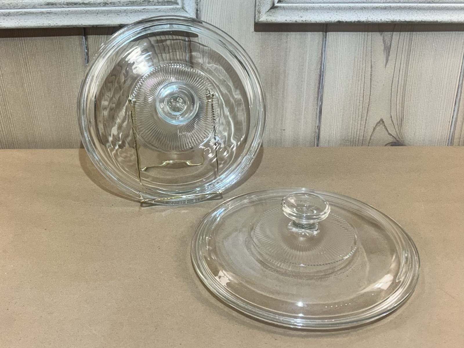 2 Vtg Pyrex G1C A Corning Ware for 2.5 QT Clear Glass Ribbed Replacement Lids