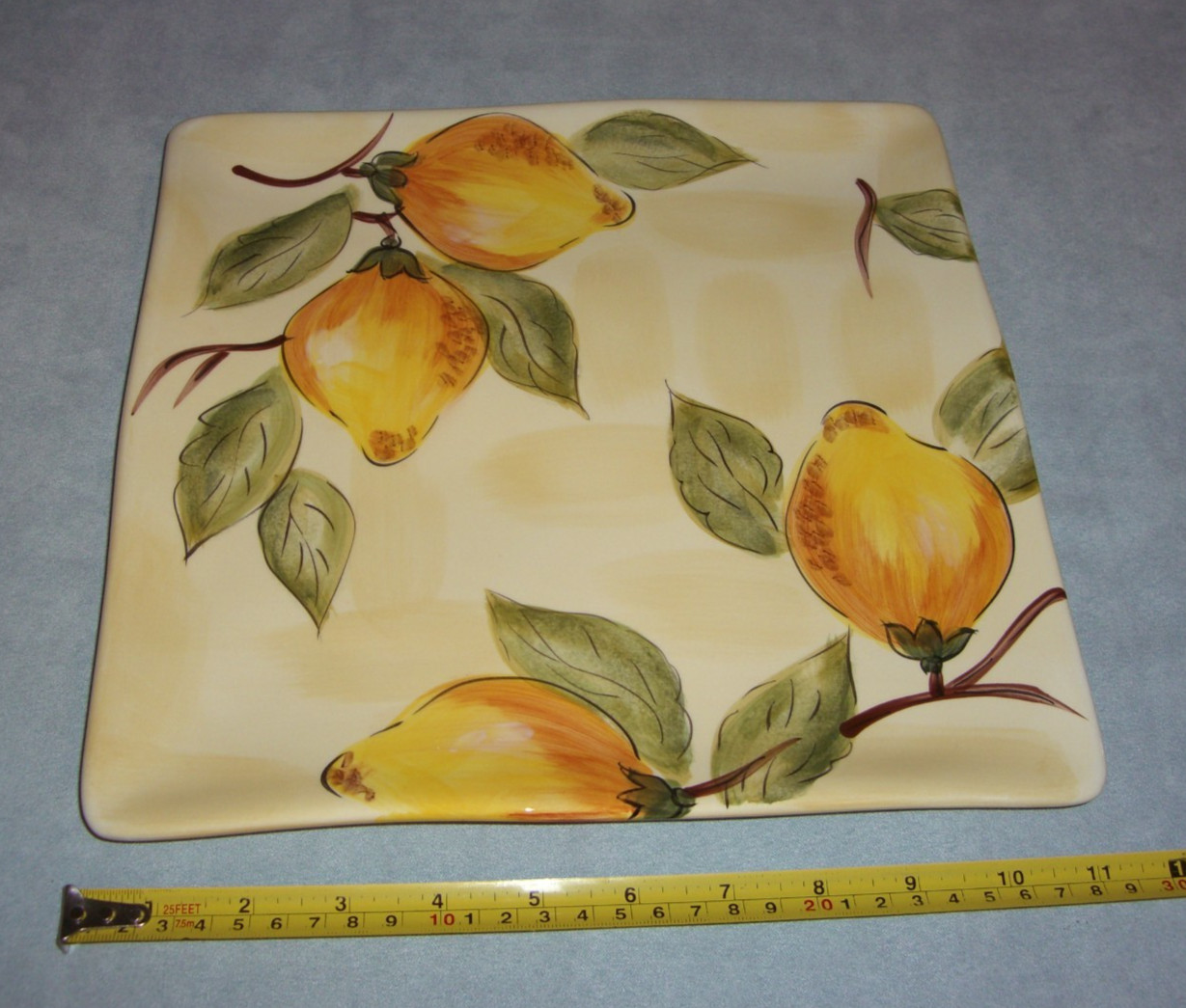 PIER 1 Earthenware Lemon Orchard 11″ Square Dinner Plate NEW