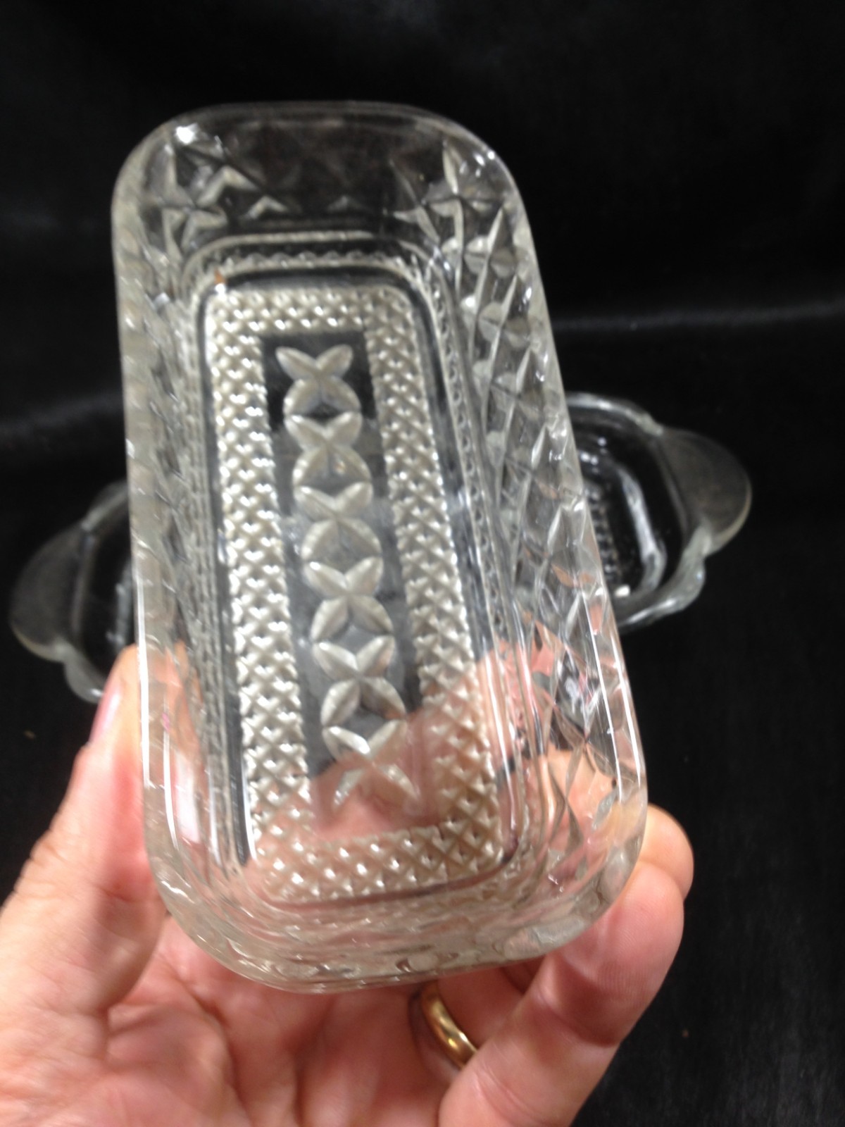 Vintage Anchor Hocking WEXFORD Clear Glass Covered Butter Dish