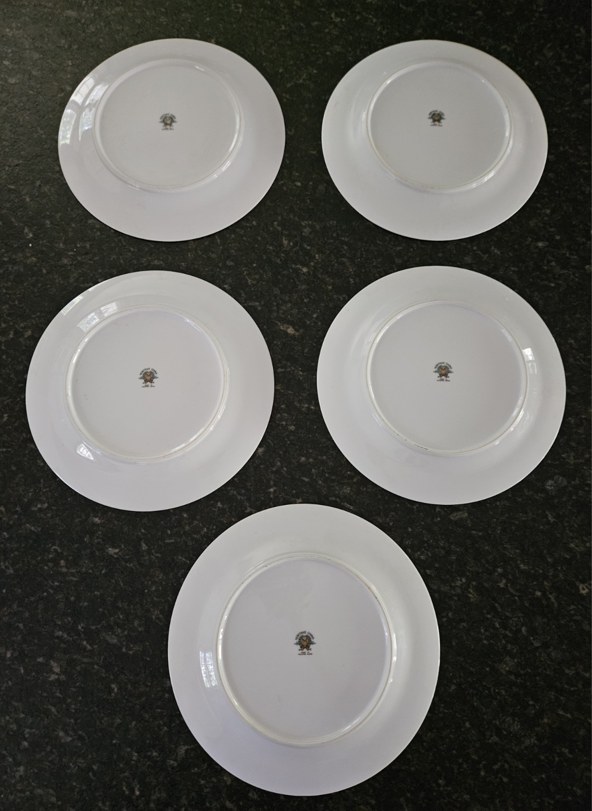 Vtg Noritake Harmony Gold Trim Set of 5 10″ Dinner Plates Made in Occupied Japan