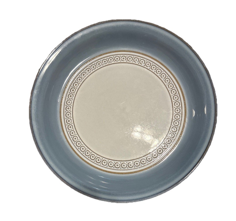 VTG set of 2 Denby Castile Gray Tan Geometric Blue Bread & Butter Plate 7 inch