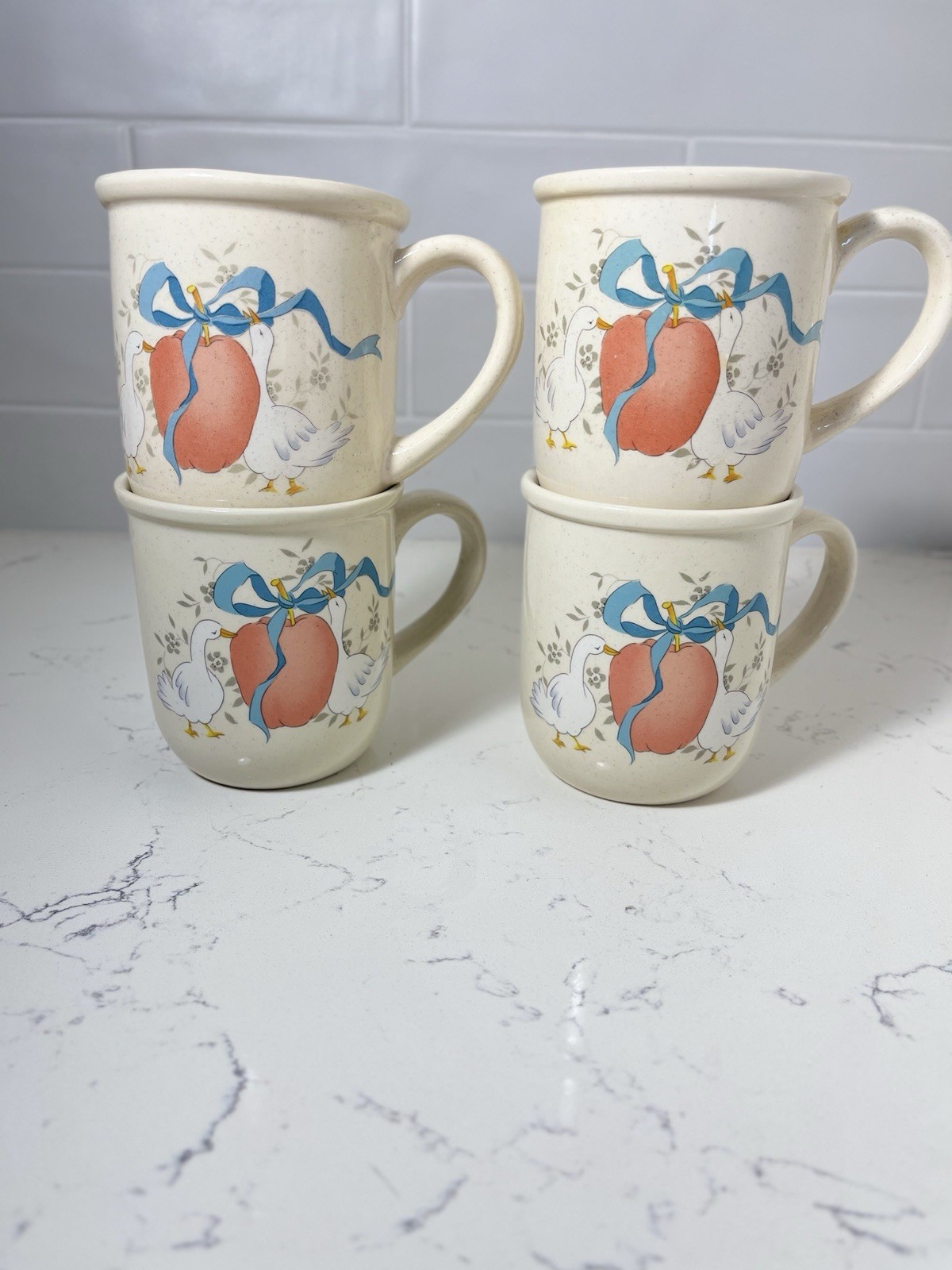 Marmalade Stoneware Goose Apple Coffee Mugs Tea Cup Cottagecore VTG Lot of 8