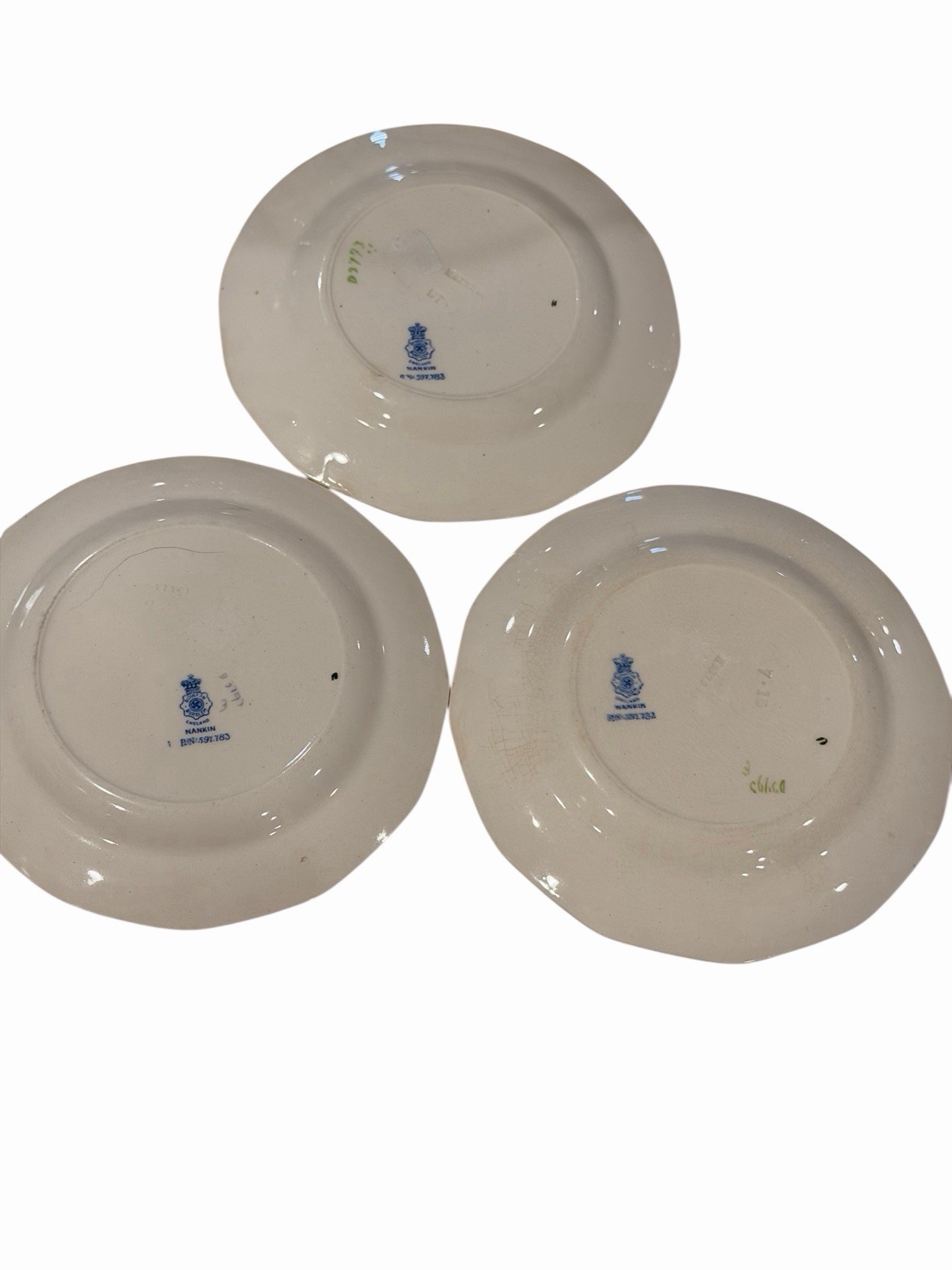 Royal Doulton Plates Antique 1913 Polychrome NANKIN 9 5/8” set of 3 Tea Plates