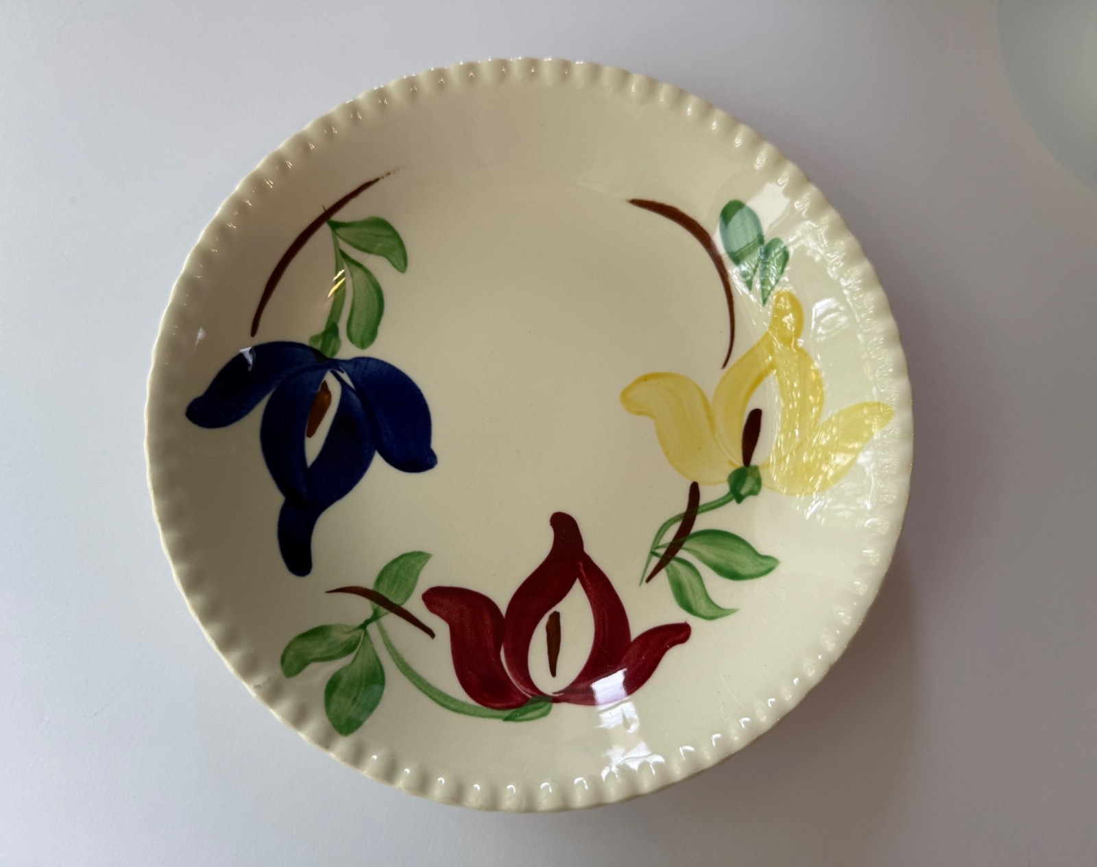 Handpainted Blue Ridge pottery Soup noodle bowl Floral vintage