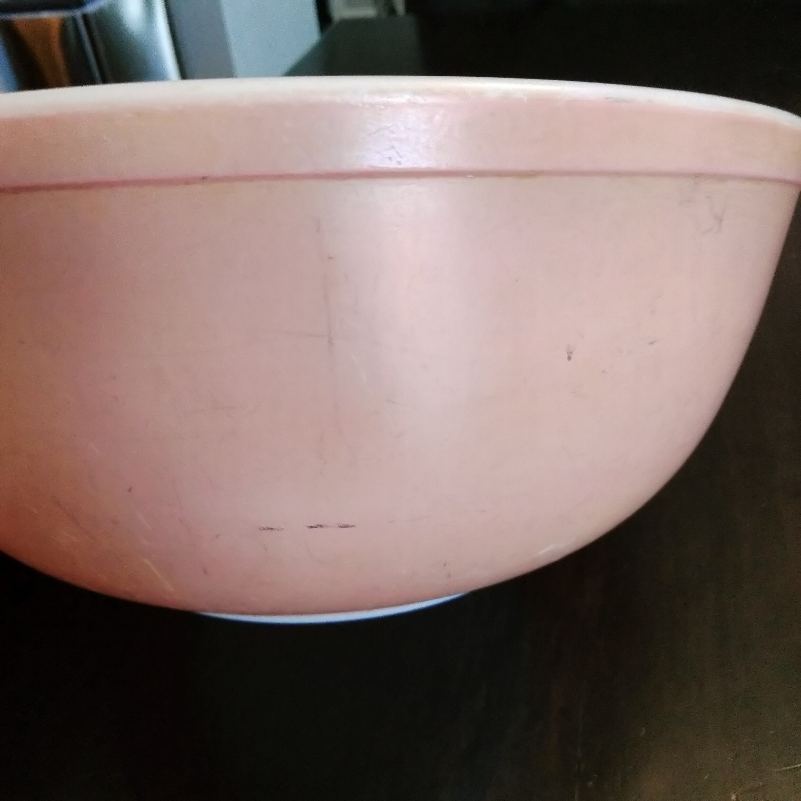 Vintage PYREX Flamingo Pink/peach color 4 Qt. Mixing Bowl # 404 4 Quart lot pics