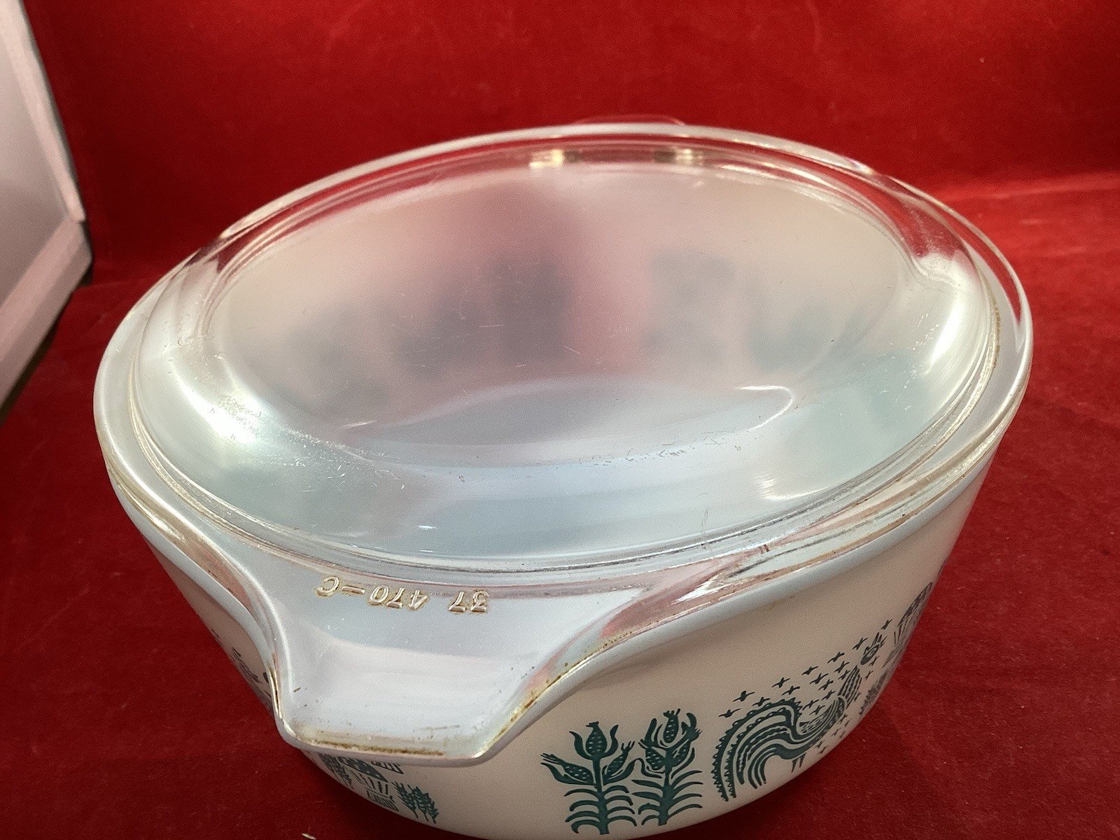Vintage Pyrex 472-B Early American Teal 1 1/2Pint Covered Casserole W/lid 470-C