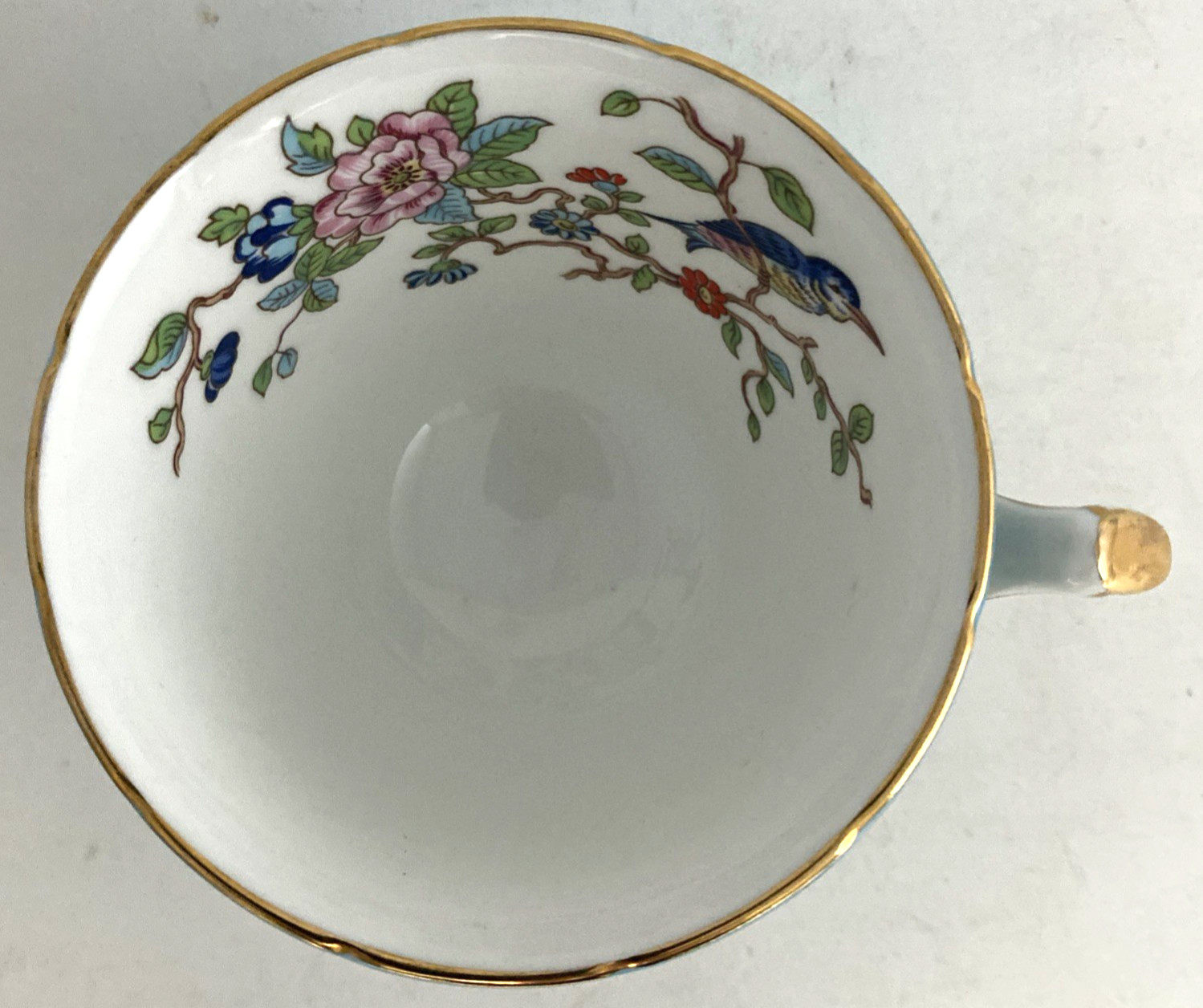 2- Aynsley Pembroke Teacups And Saucers Rust And Blue w/ Gold Trim