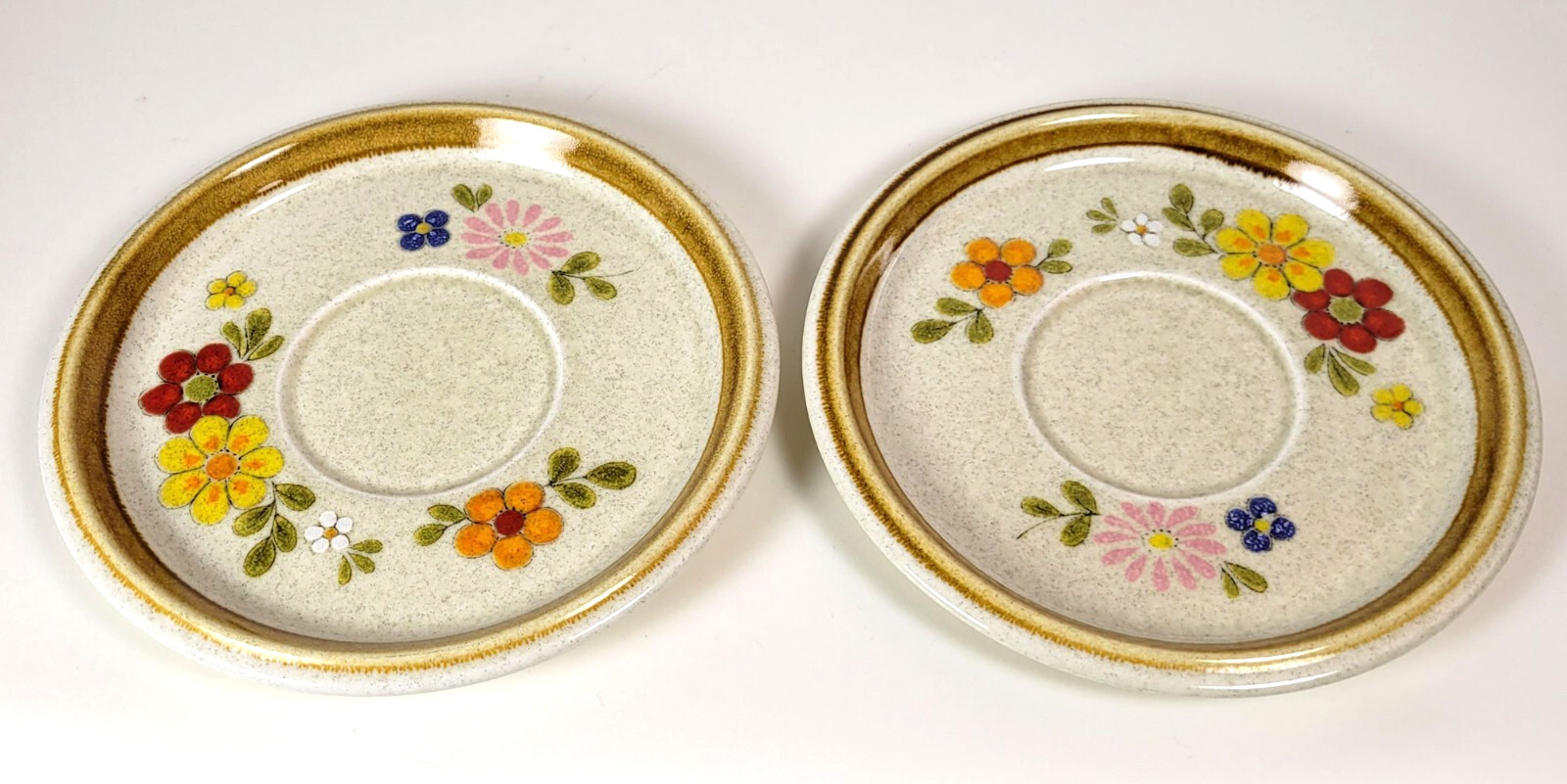 2 Vintage Mikasa Stone Manor Floribunda 6-1/2″ Saucer F5813 Very Good