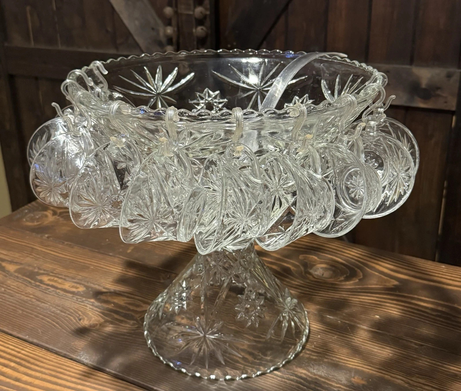 Vintage Anchor Hocking “Star of David” 15 piece punch bowl set. Includes 12 Cups