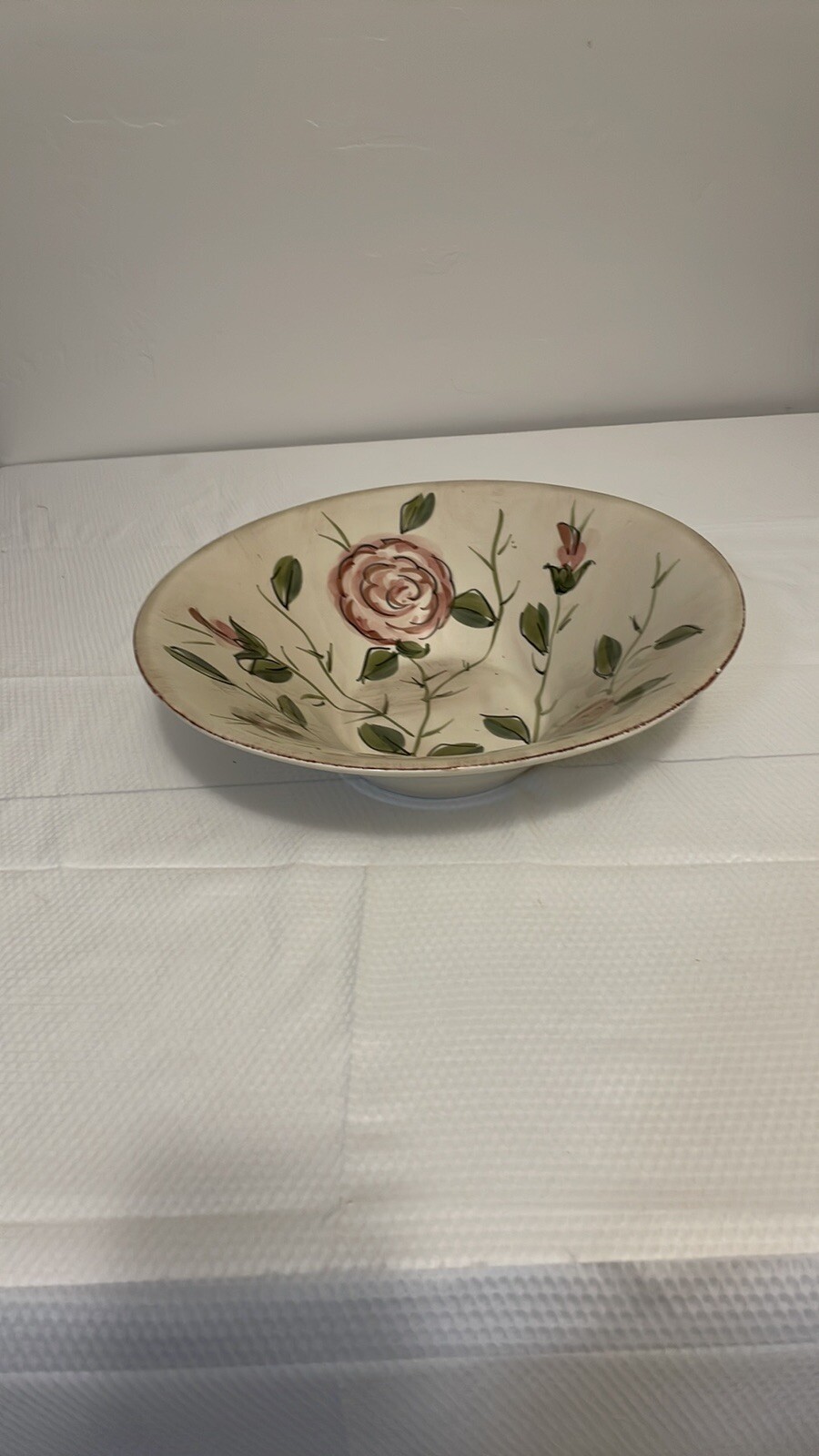 PIER 1 Ceramic Earthenware Large Serving Bowl Toscana Roses Italian 13.5 inches