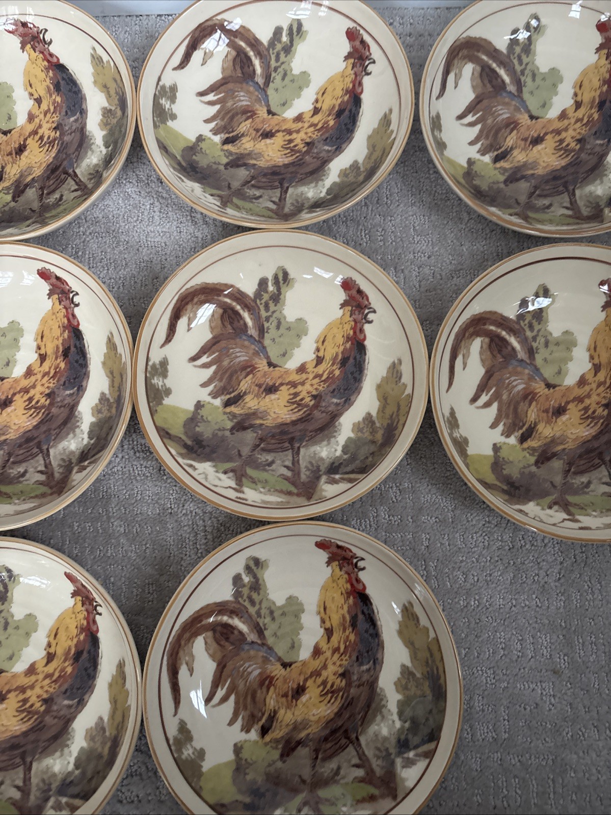 8 Williams Sonoma Rustic Rooster PASTA SALAD BOWLS ITALY FRENCH POTTERY KITCHEN