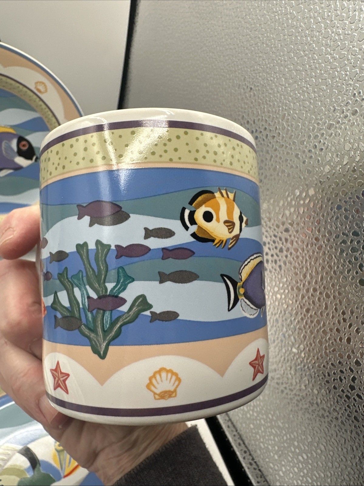 Sakura CORAL REEF Four 4 Piece Place Setting Plate ,Saucer, Mug (12 pieces)￼
