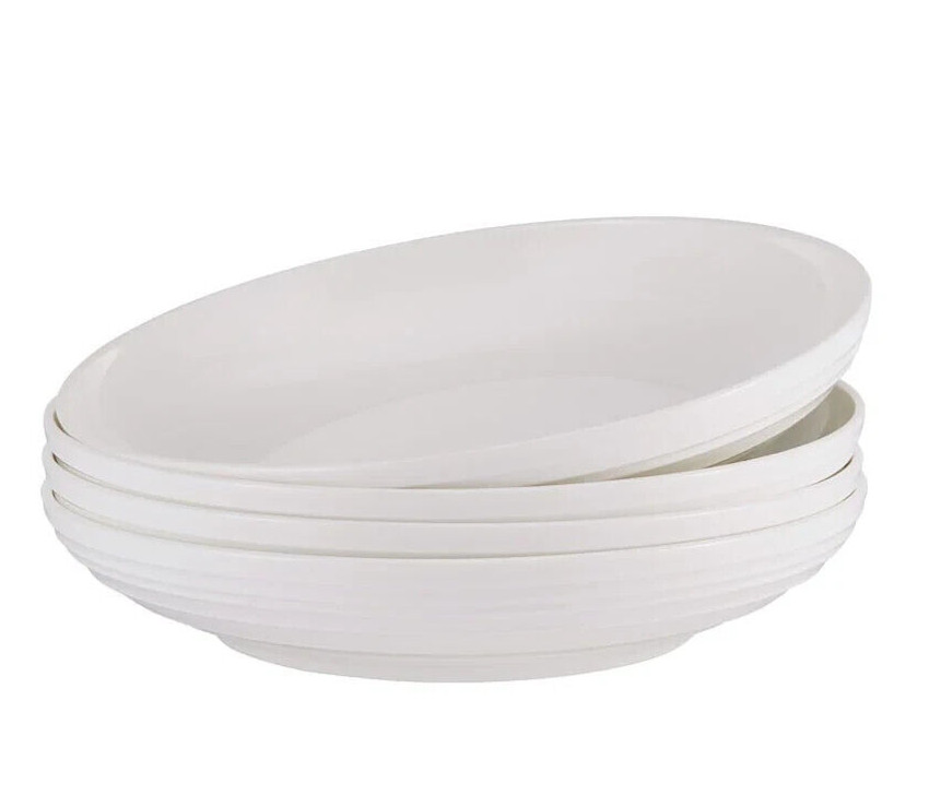 New Mikasa Ciara Set of 4 Pasta Bowls 9″ Bone China White MIKASA Plates New