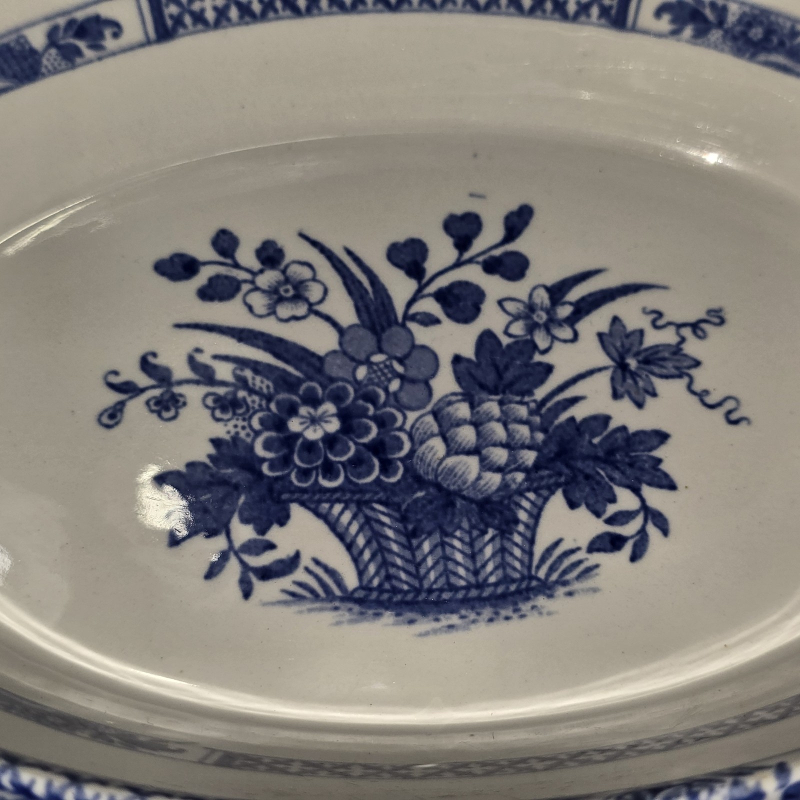 Booths Nankin #659846 English Serving Bowl In Blue & White Ironstone 1930s