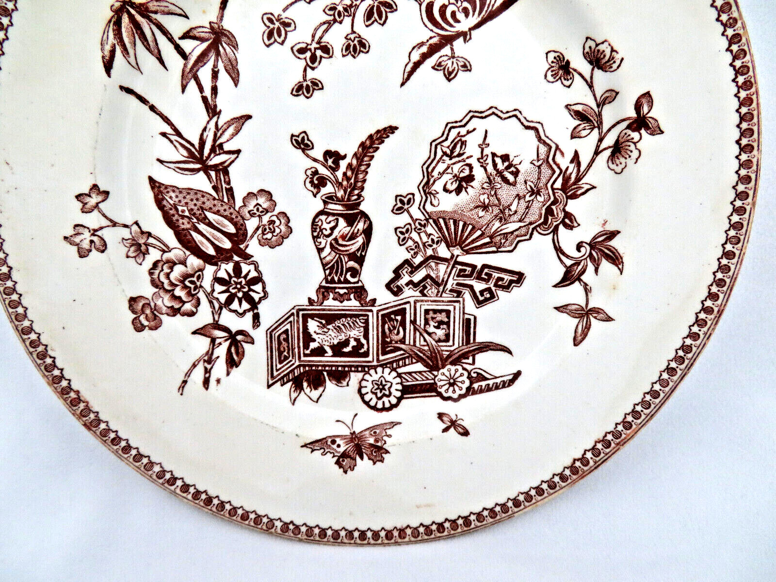 Antique Elsmore Staffordshire England Aesthetic Brown Transfer Ware Salad Plate