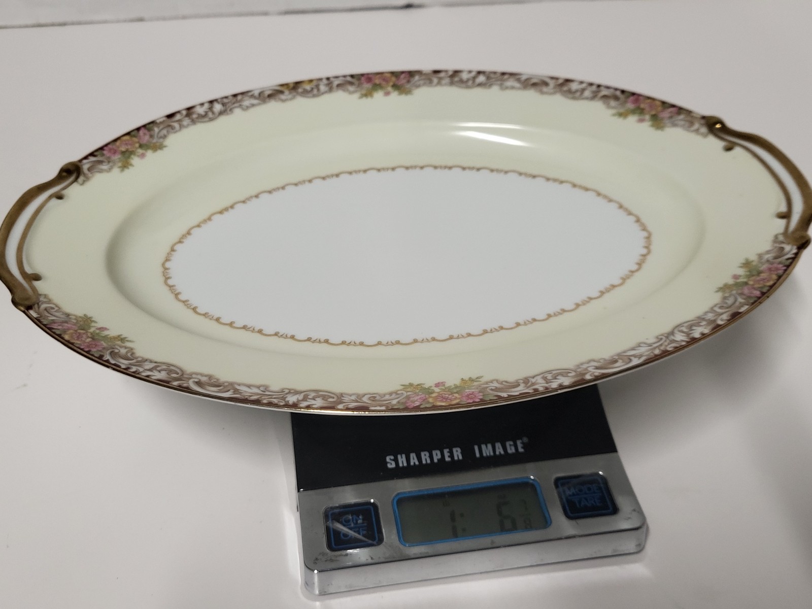 Vintage Noritake Japan M Mark Serving Platter Harmony 3906 Pink Floral Gold Gilt