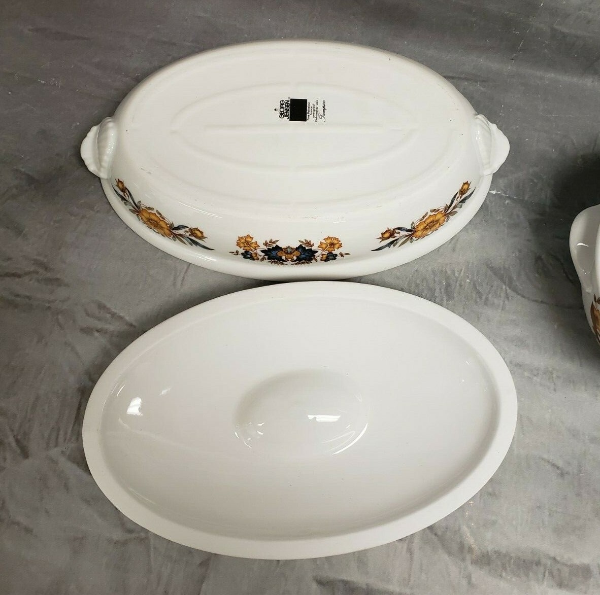 2pc Georg Jensen Tampico Small Round & Oval Covered Baking Dish Casserole France