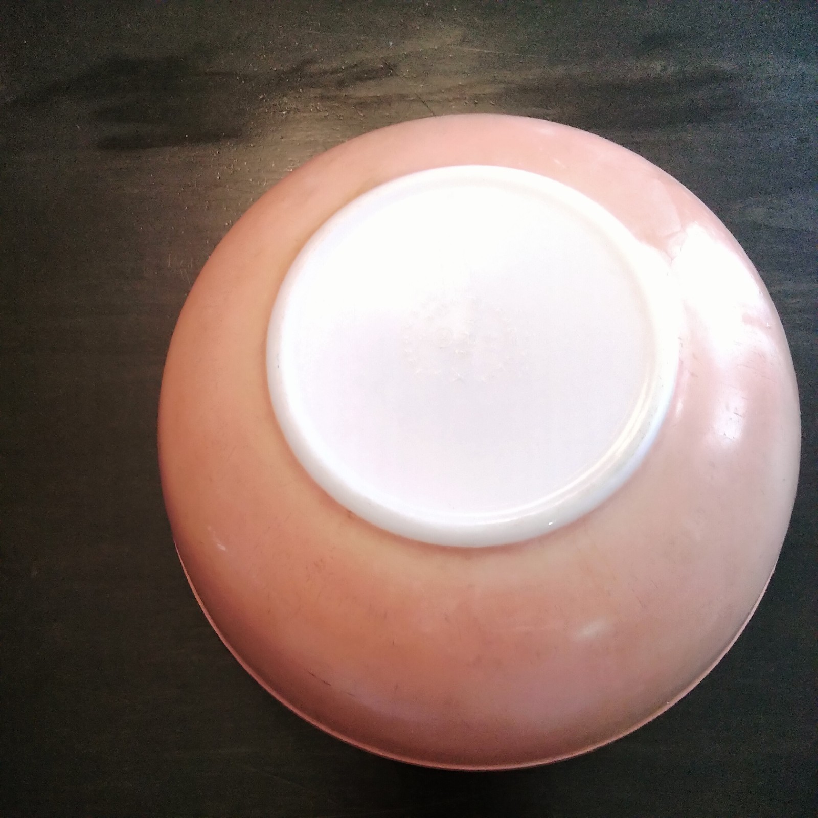 Vintage PYREX Flamingo Pink/peach color 4 Qt. Mixing Bowl # 404 4 Quart lot pics