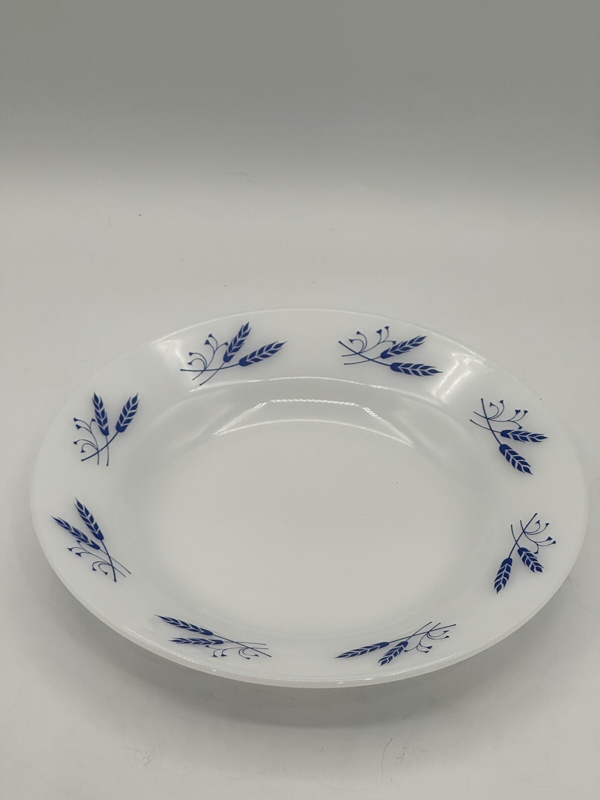 Colorex 54AB Milk Glass 9” Dinner Plate Vintage Blue Wheat Pattern Portugal