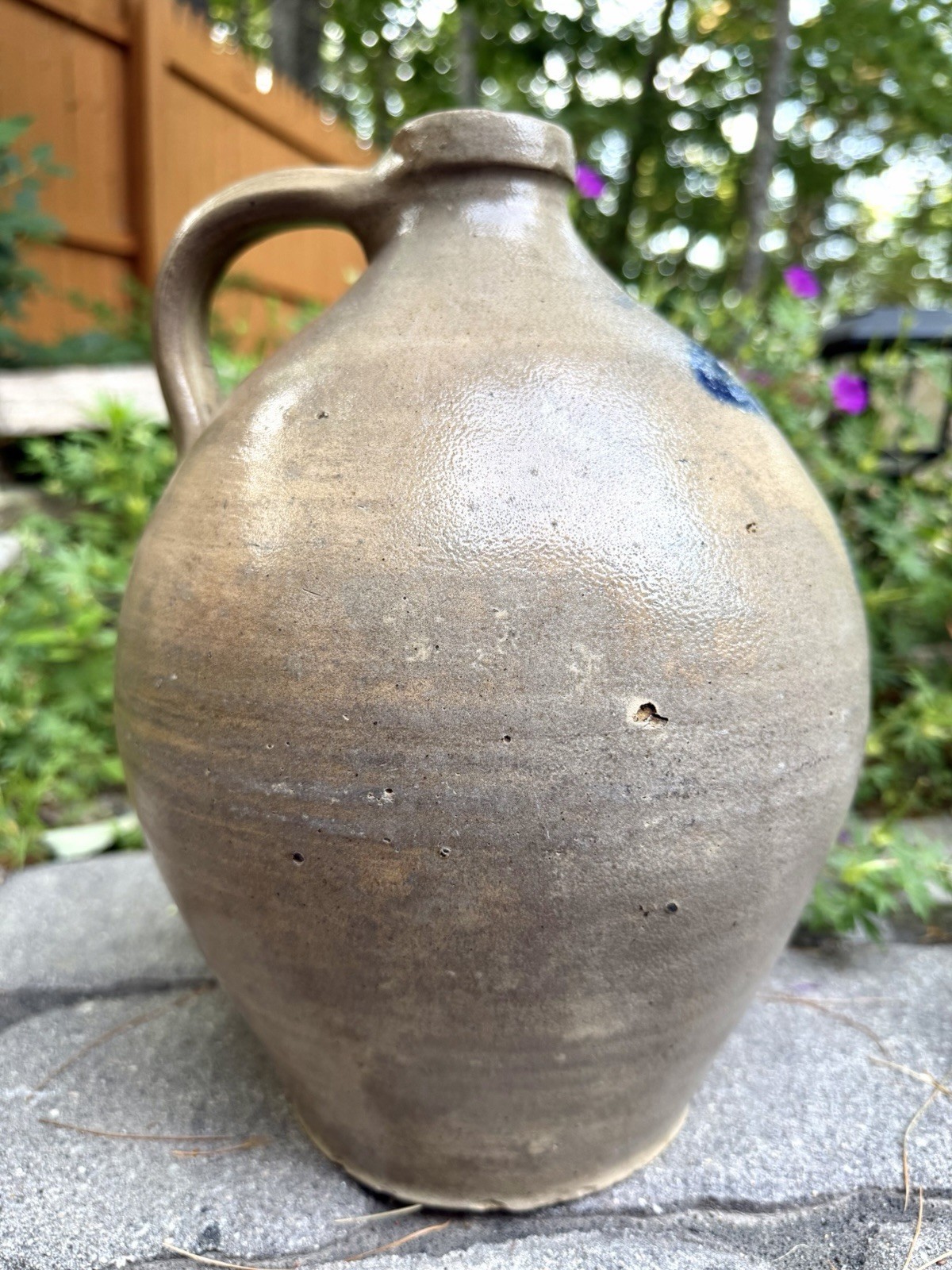 Israel Seymour, Troy, New York Stoneware Ovoid Jug – Cobalt Blue Decoration
