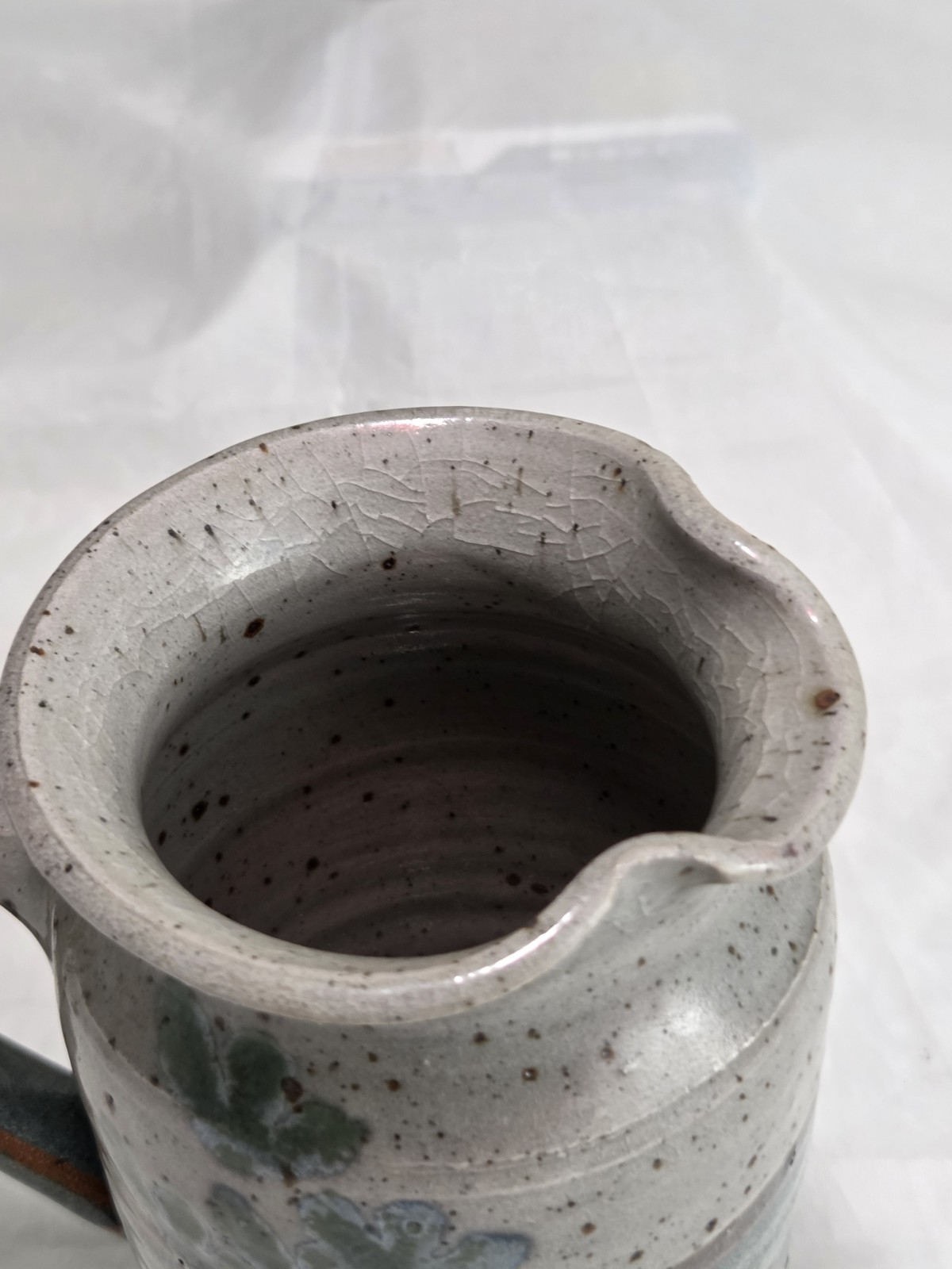 Vintage STUDIO Art Hand Painted, Hand Crafted Drip Glaze Stoneware Pitcher.