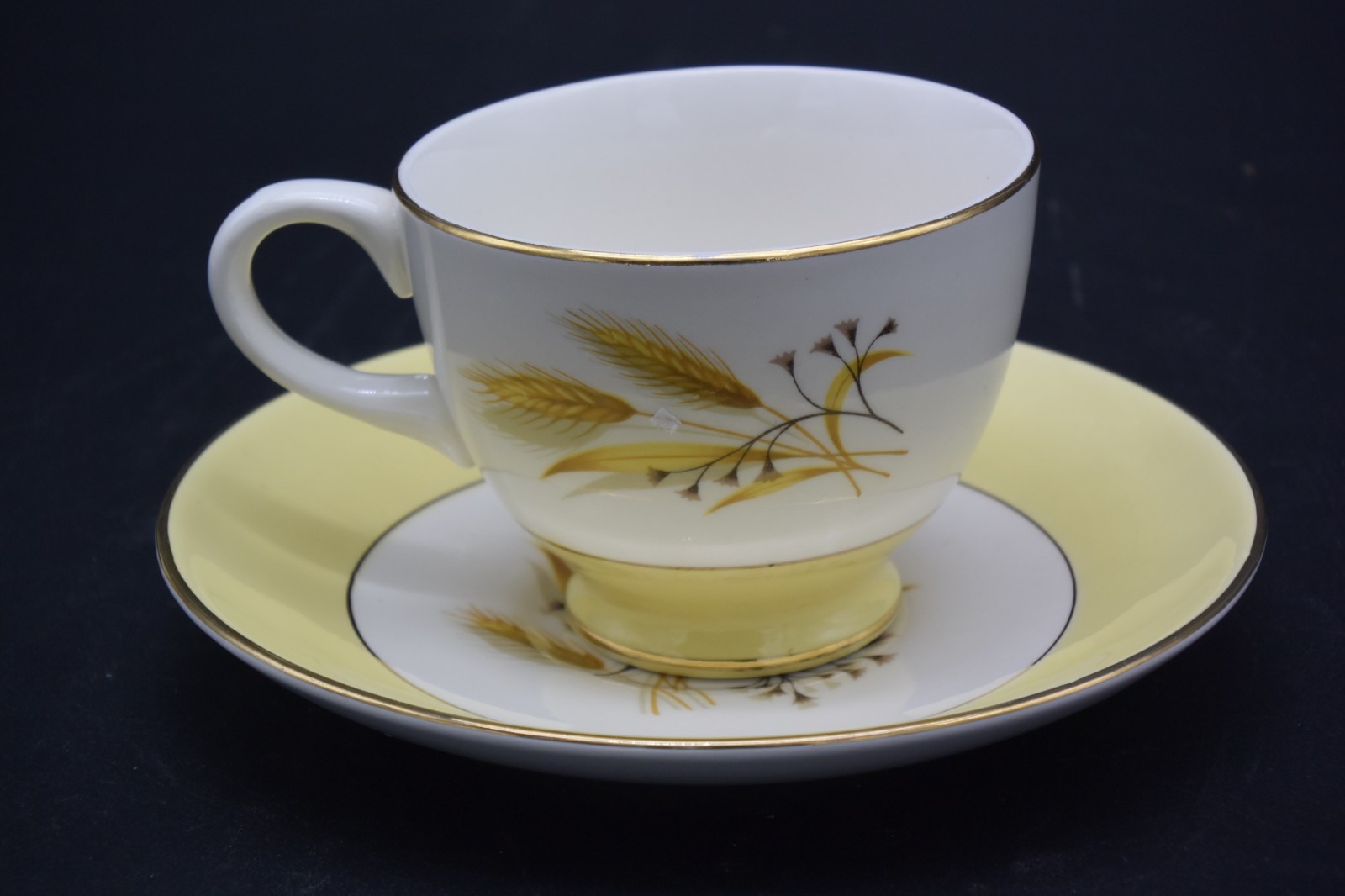 4 Vintage Century Service Co Autumn Gold Cups Saucers Set Wheat Yellow MCM USA