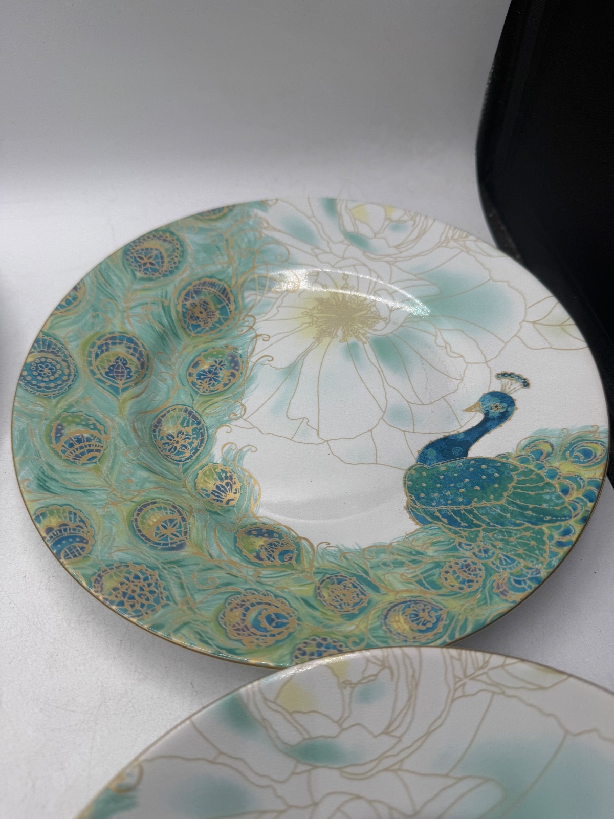 222 Fifth Lakshmi Peacock Floral Salad Plates Set of 4 Multicolor – Read
