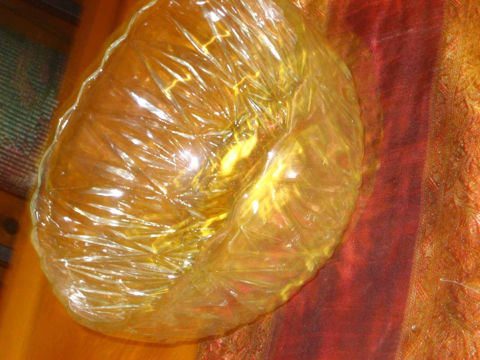 Vintage, Large Sparkling Star Leaf Crystal Glass Bowl——- 6 1/4 Pounds