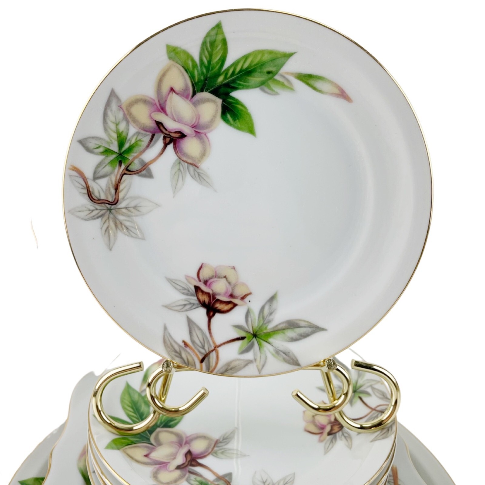 Meito China Woodrose Plates Service 4 Made in Japan 4 Dinner 6 Salad 5 Dessert