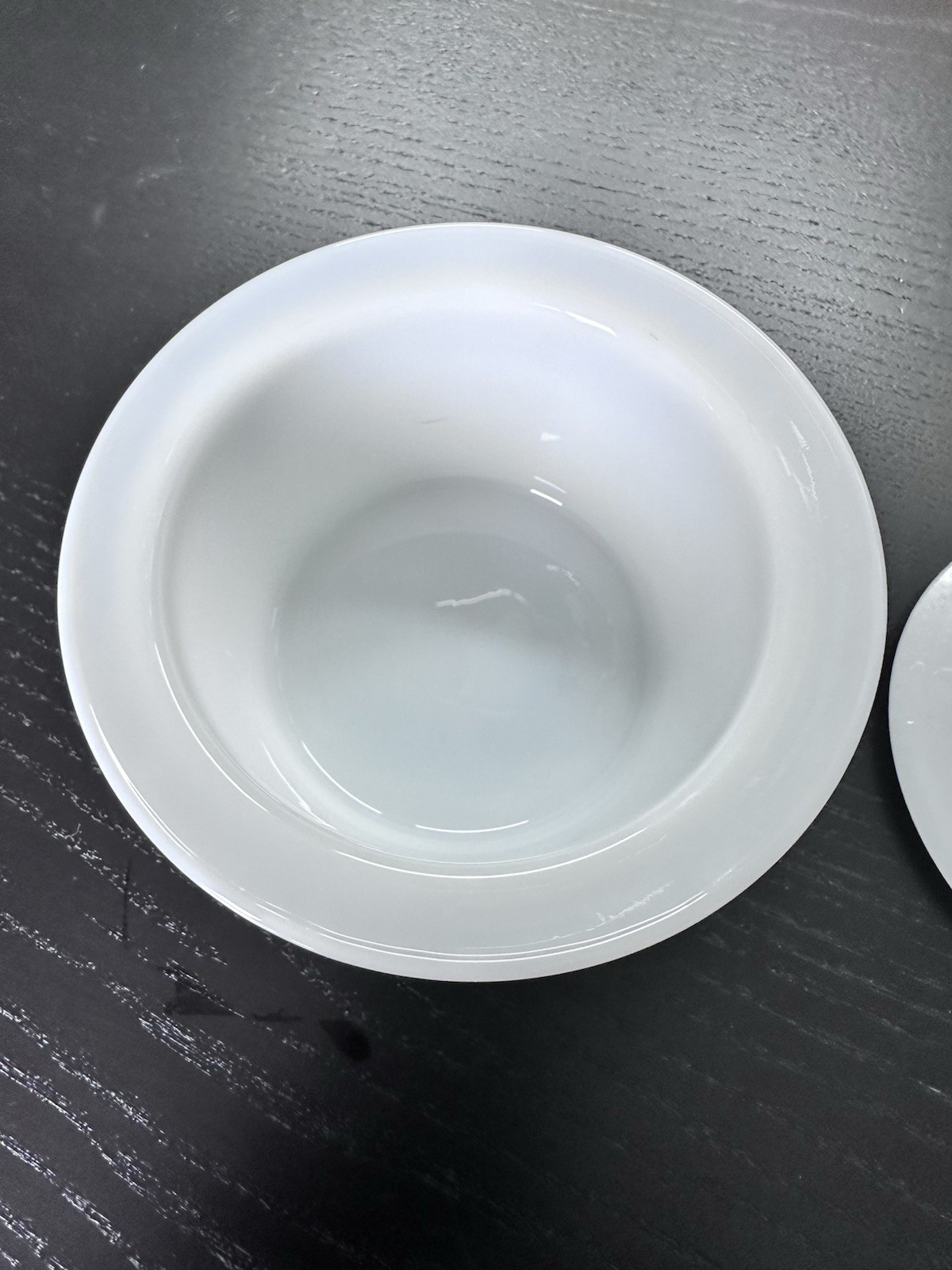 Vintage PYREX White Round Butter Tub Dish with Plastic Lid #75