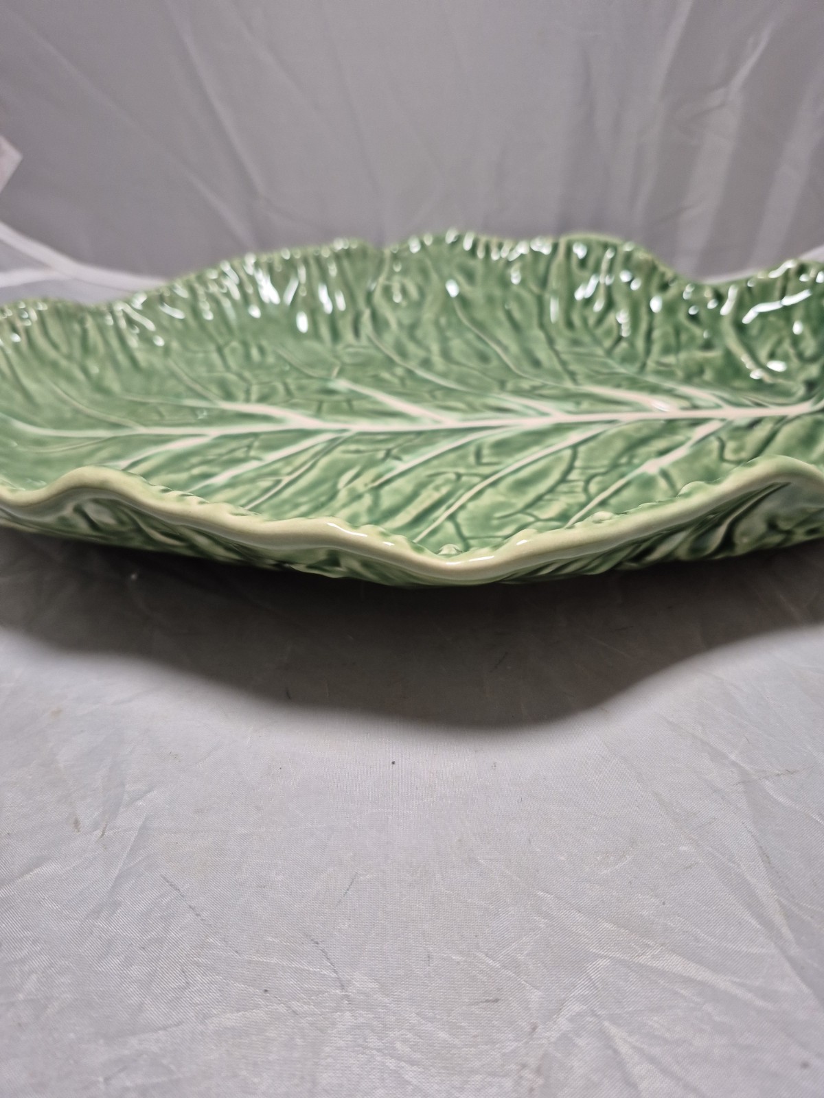 💥 Bordallo Pinheiro Portugal Cabbage Leaf Large 16”x10”Serving Platter Curved