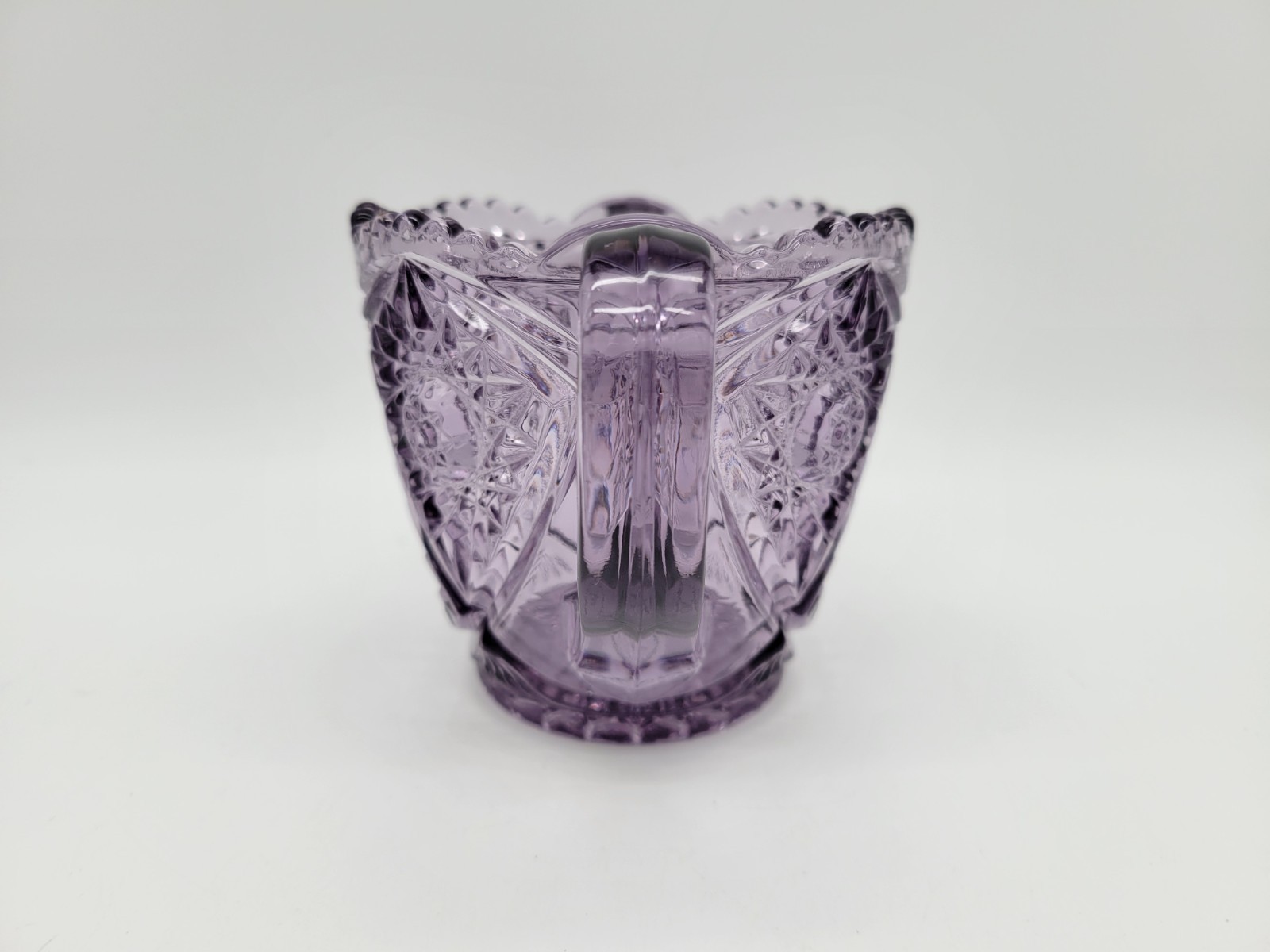 LE Smith Valtec Tree Star Purple Amethyst Glass Sugar Creamer Set MCM Indiana