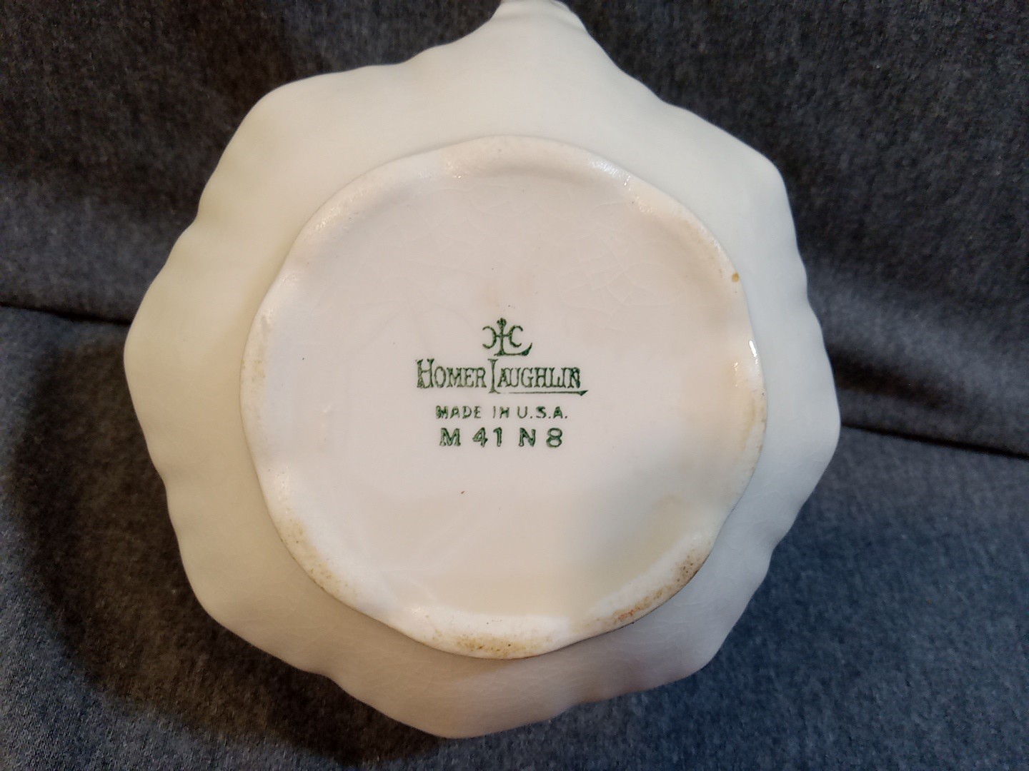 Homer Laughlin Gravy Boat Cream Red Blue Floral USA Vintage Handle Pour Spout