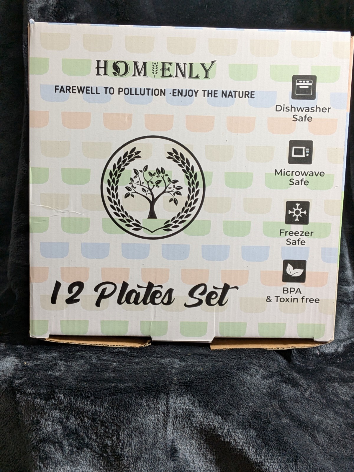 New Wheat Straw Plates-Homenly 12-Deep Dinner Plates, 9 In Grey, Dishwasher Safe