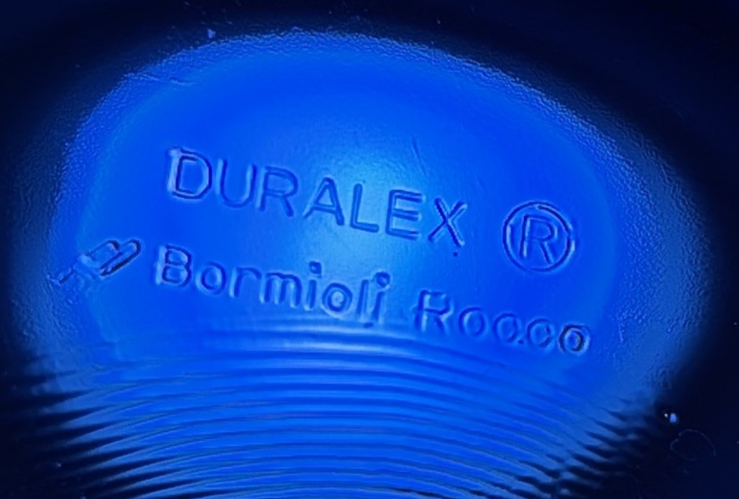 Vintage 4 Piece Place Setting Rivage Cobalt Blue by Duralex Swirl Design France