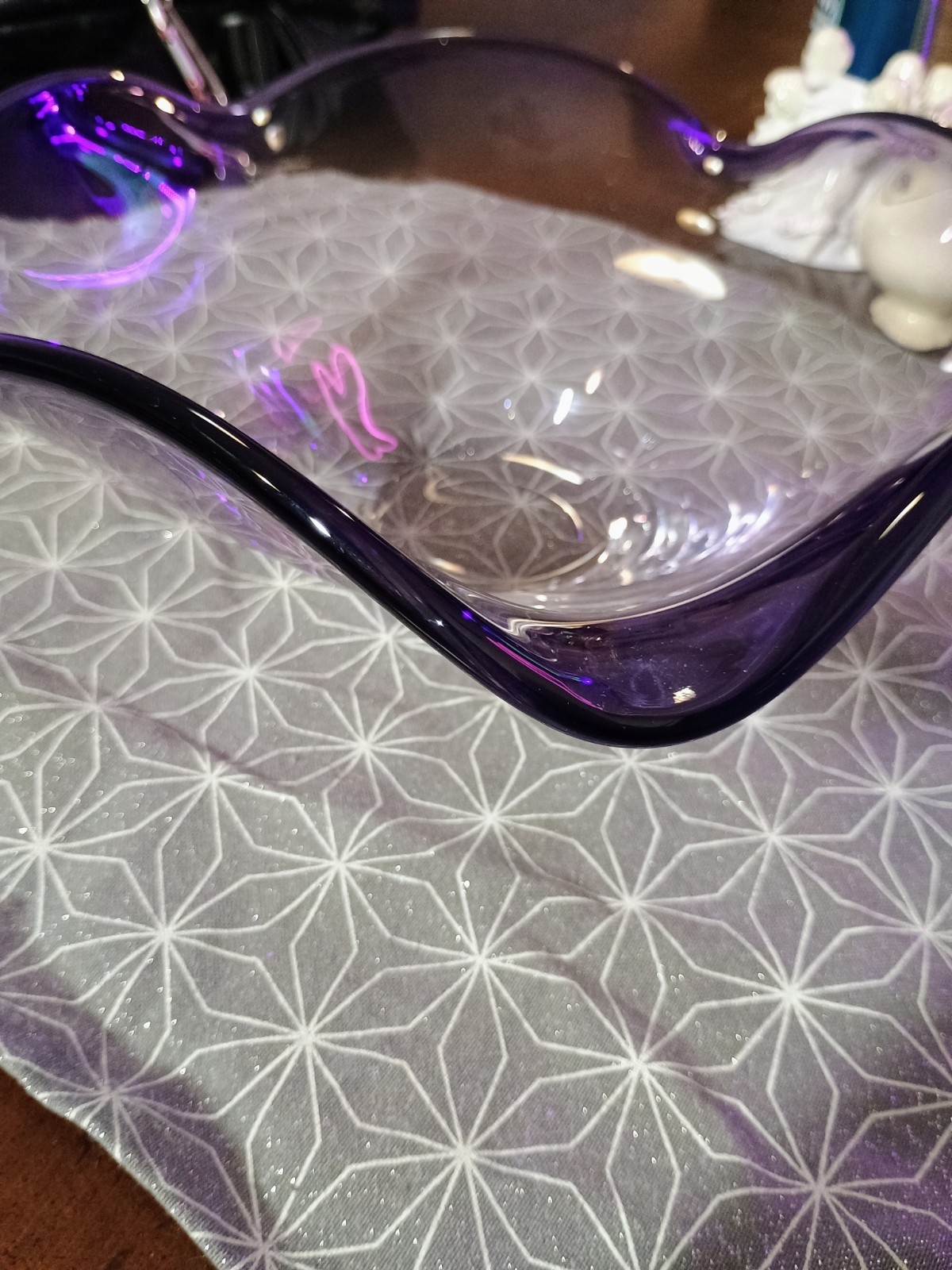 Lenox Purple Crystal Glass Ruffled Bowl 11 in Diameter With Original Sticker