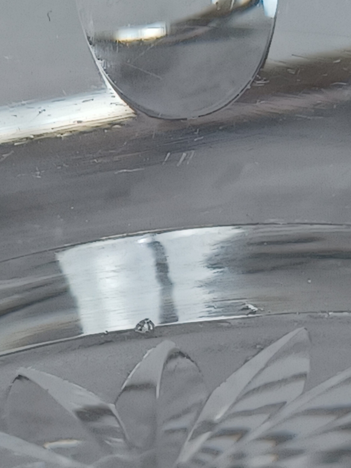 Emile Langlois Paris Engraved Rose Bows Glass Silver Rimmed Bowl & Under Plate