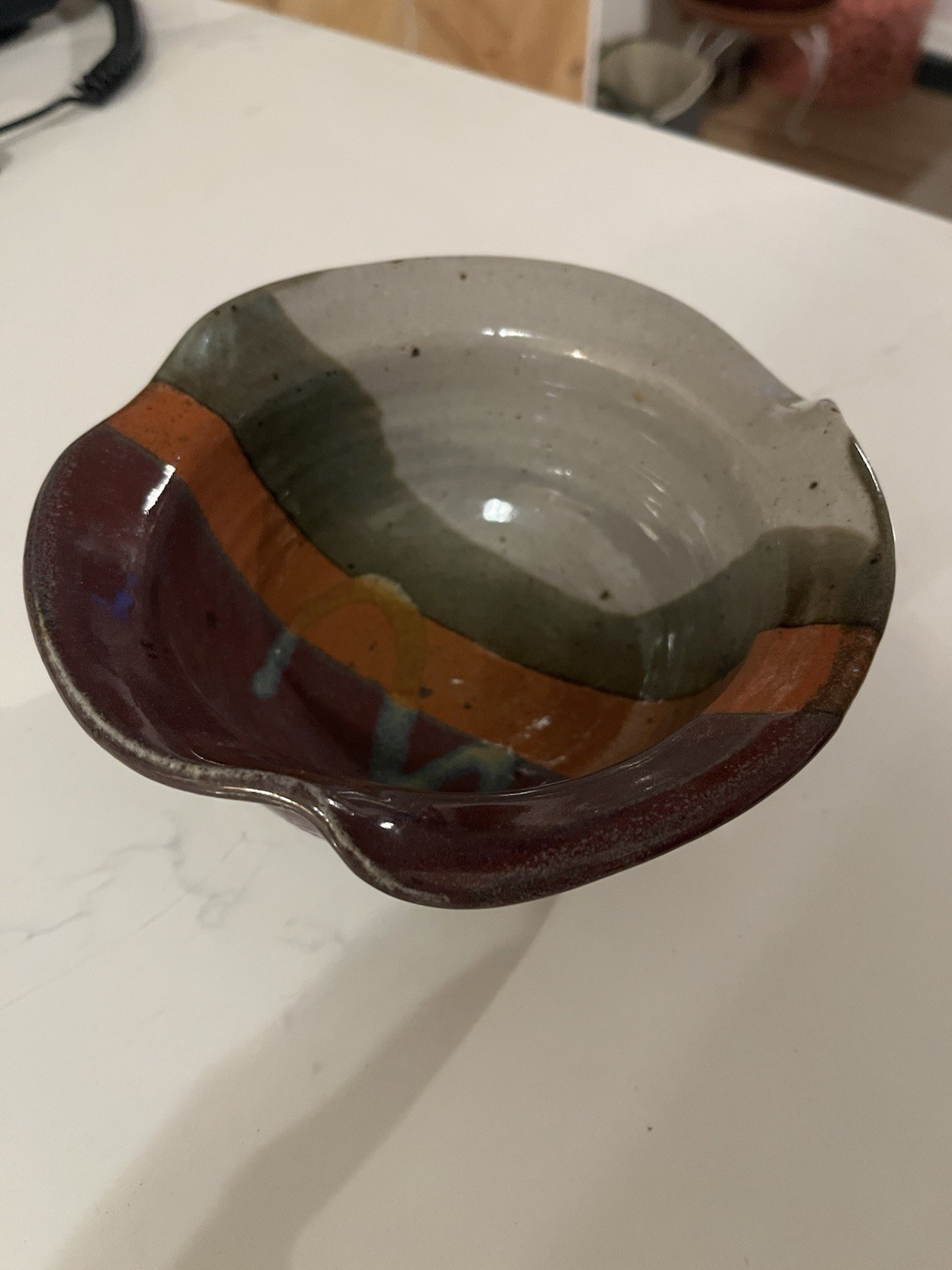 Hanselmann Stoneware Pottery Bowl 6 1/4” Wide