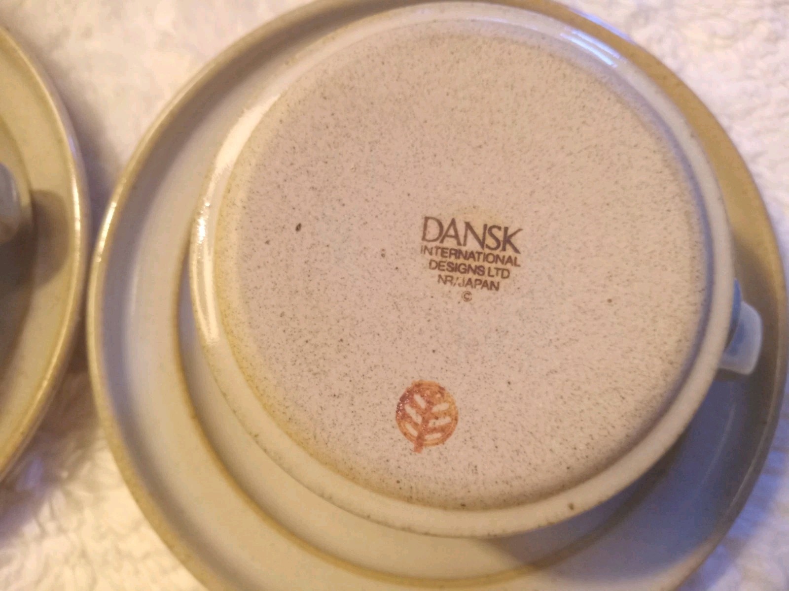 Vintage 70s Dansk Sugar Sand Niels Refsgaard Brown Mist Japan Cups & Saucers (2)