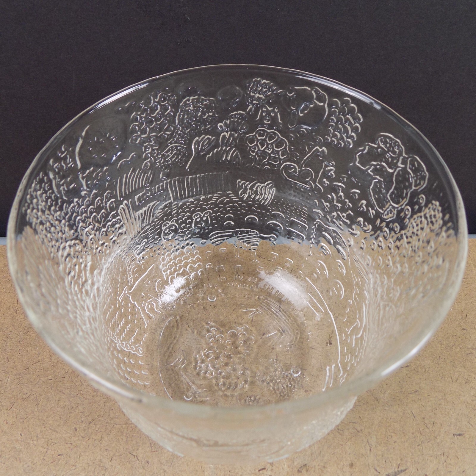 Arabia of Finland Fauna Glass Bowl 5″ x 4-7/8″ Pressed Animals Oiva Toikka