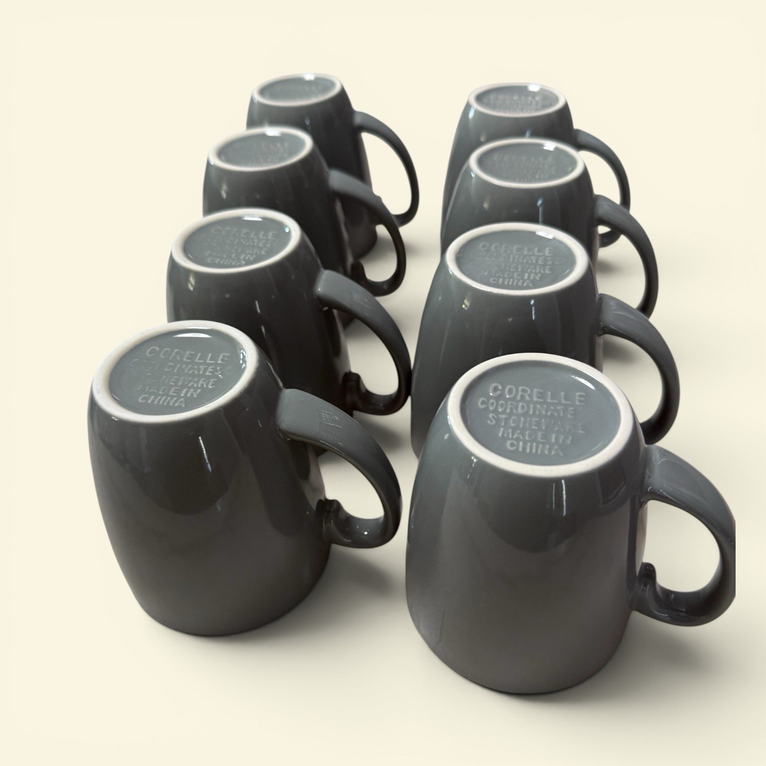 4 Corelle Coordinates Stoneware Stoneware Gray Coffee Mugs Cups 11 Oz