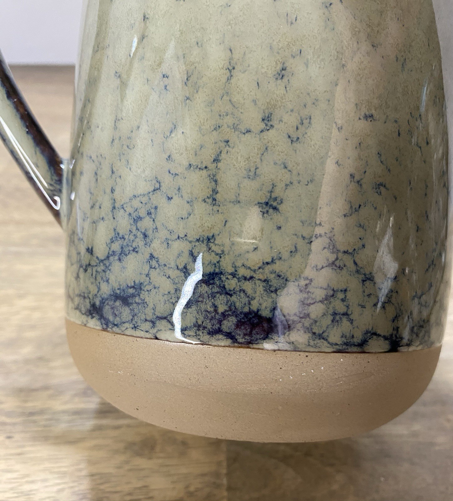 Vintage Teleflora Gifts Pottery Pitcher Beautiful Olive Green And Blue Glazed
