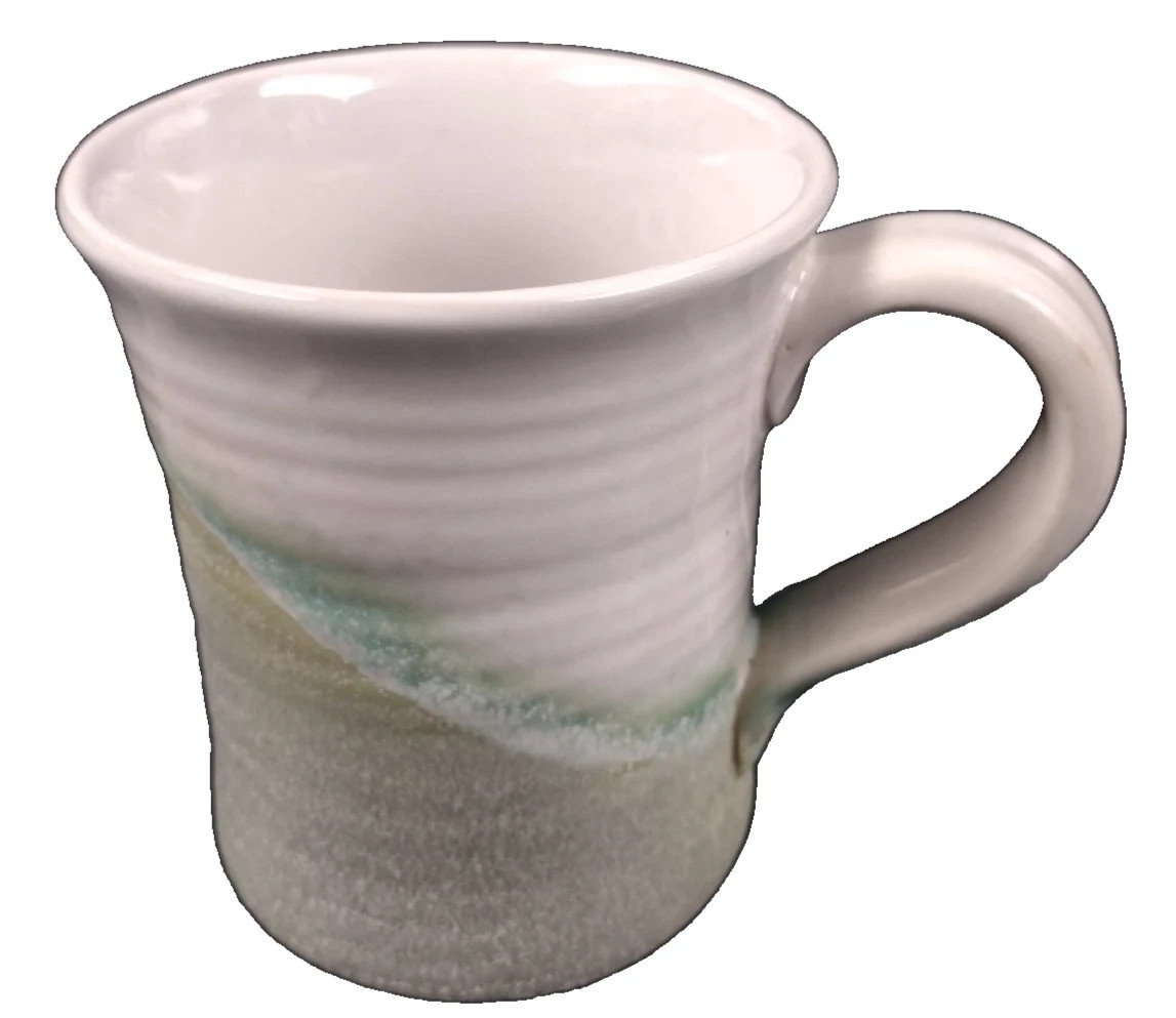 Oh Gussie! Paw Paw Cup Mug Pottery Sage Green Off White 5″ Tall Stoneware Mug