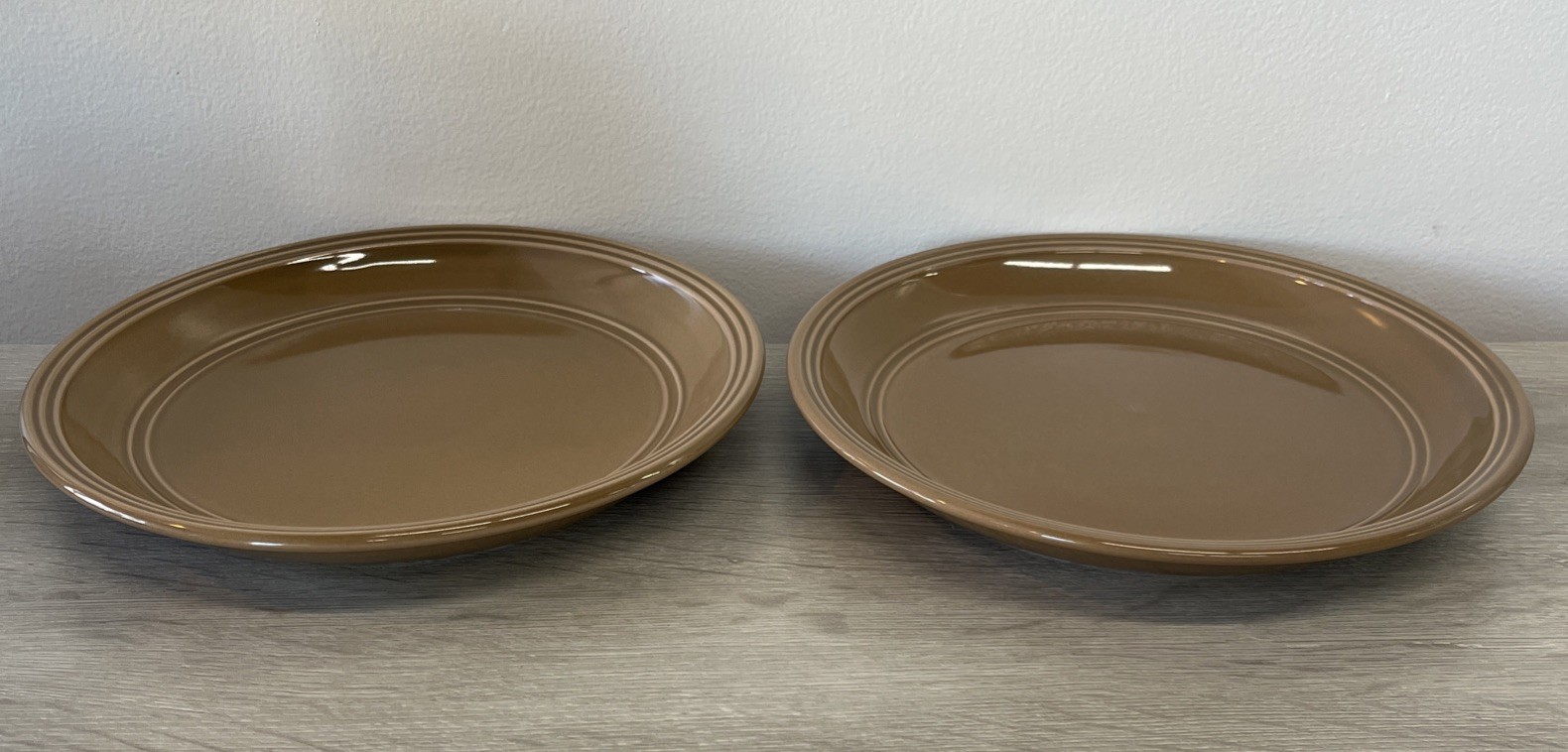 2 Mainstays Light Brown Dinner Plates 10 1/2 Inches Diameter