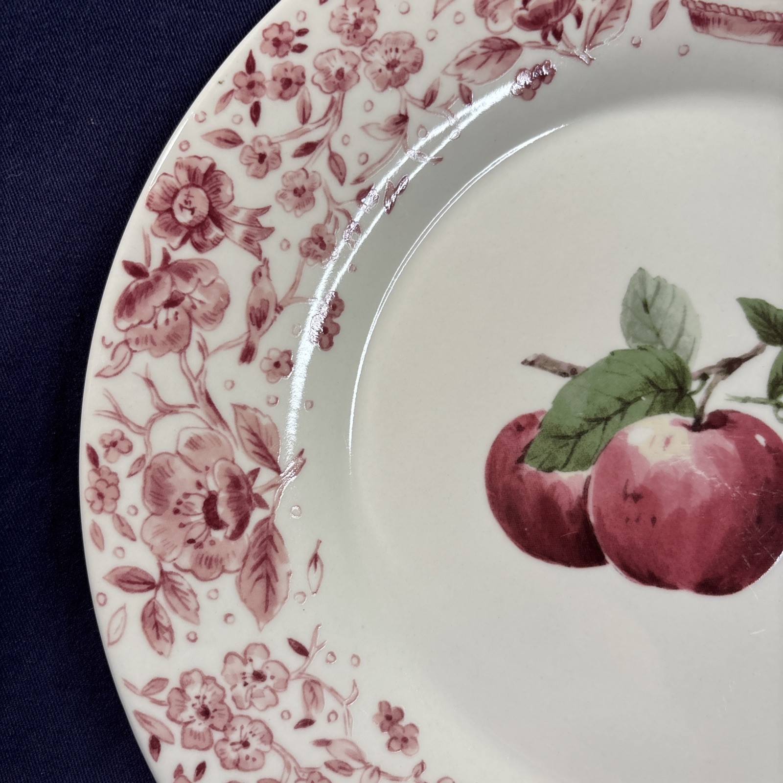 Pfaltzgraff Delicious Apple 11″ Dinner Plates Set of 2 Pink Floral Border