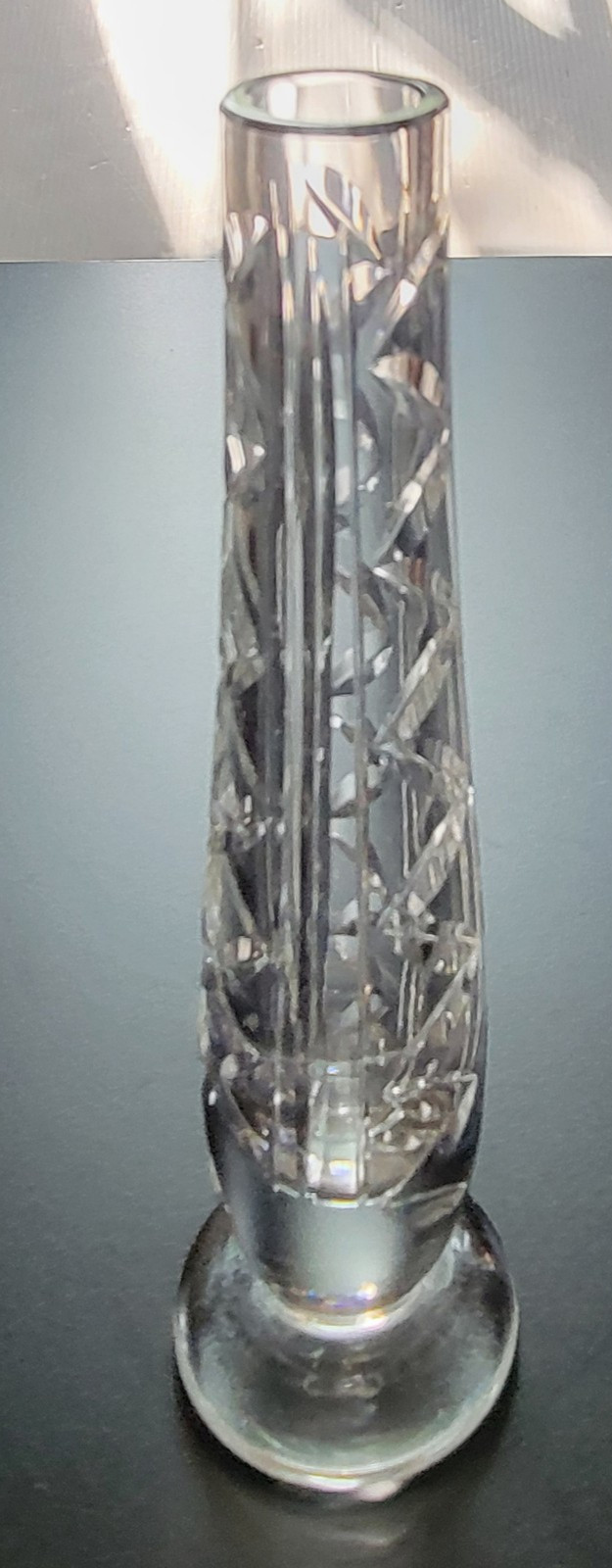 Waterford Crystal 7” Tall Footed Bud Vase ZigZag Leaf Cuts Vntg ☘️ Ireland EUC