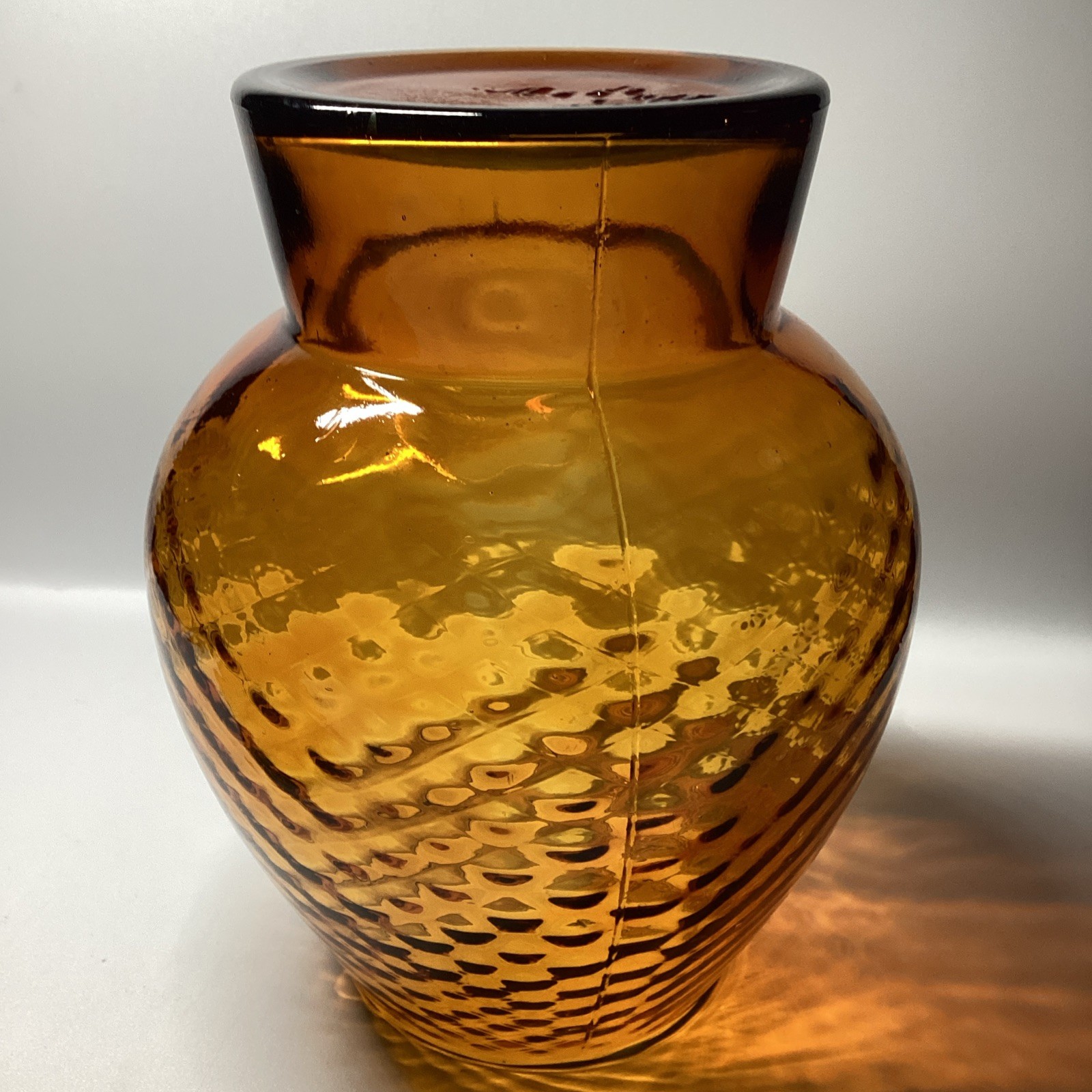 Vintage Italian Empoli Amber Glass Apothecary Candy Compote Jar